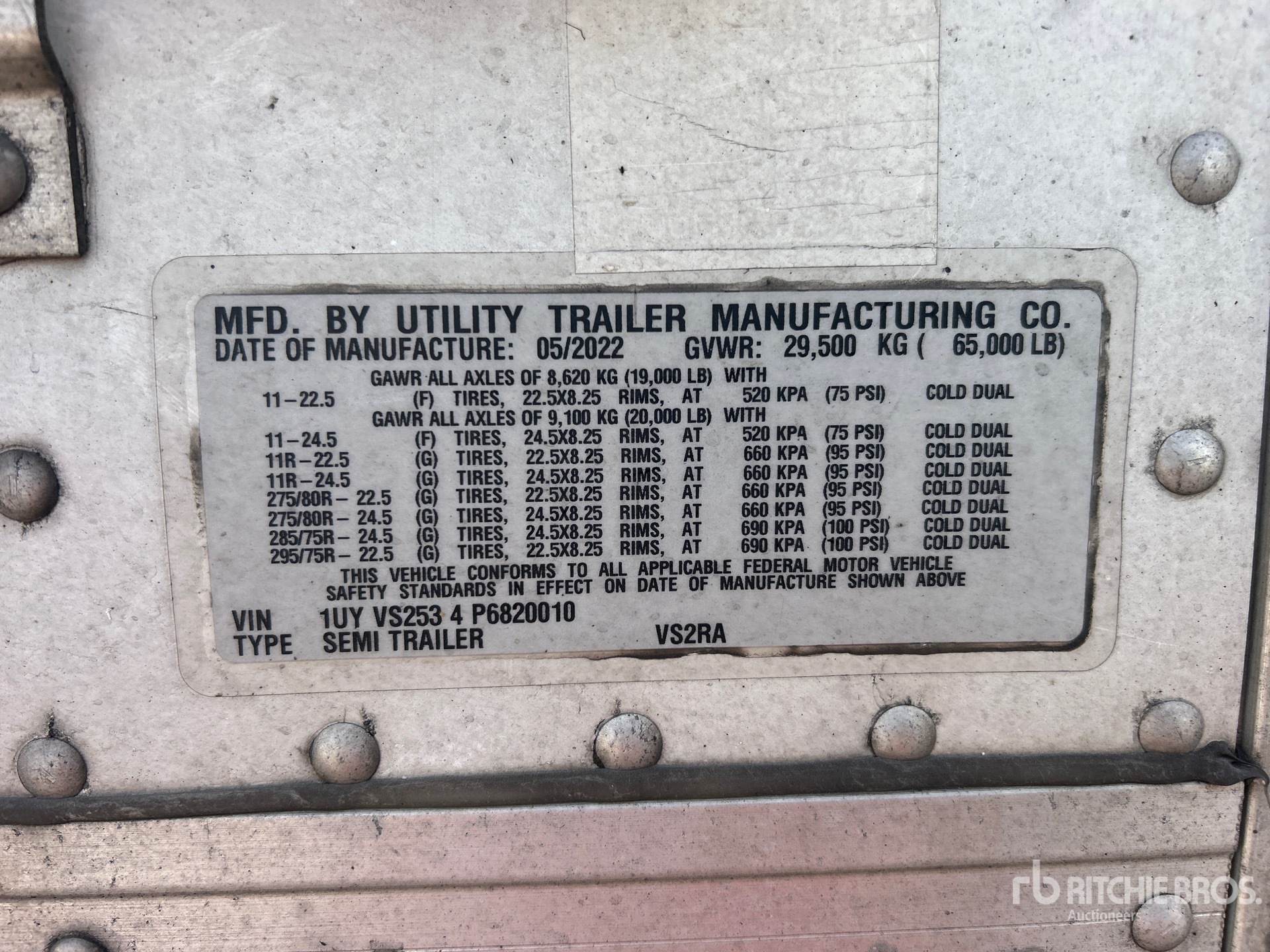 General Appearance with Serial Number / VIN