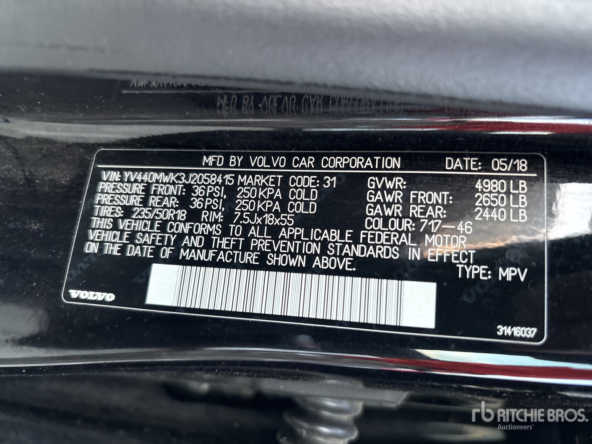 General Appearance with Serial Number / VIN