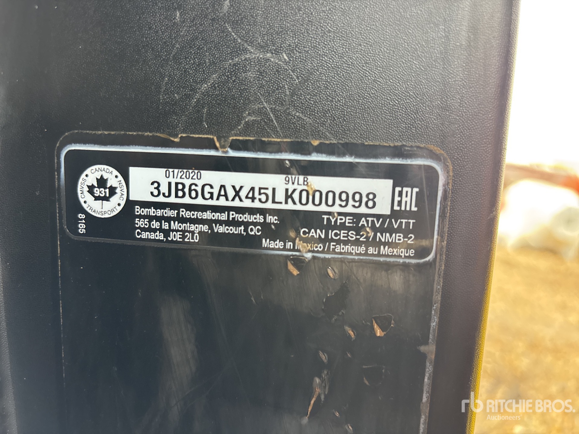 General Appearance with Serial Number / VIN