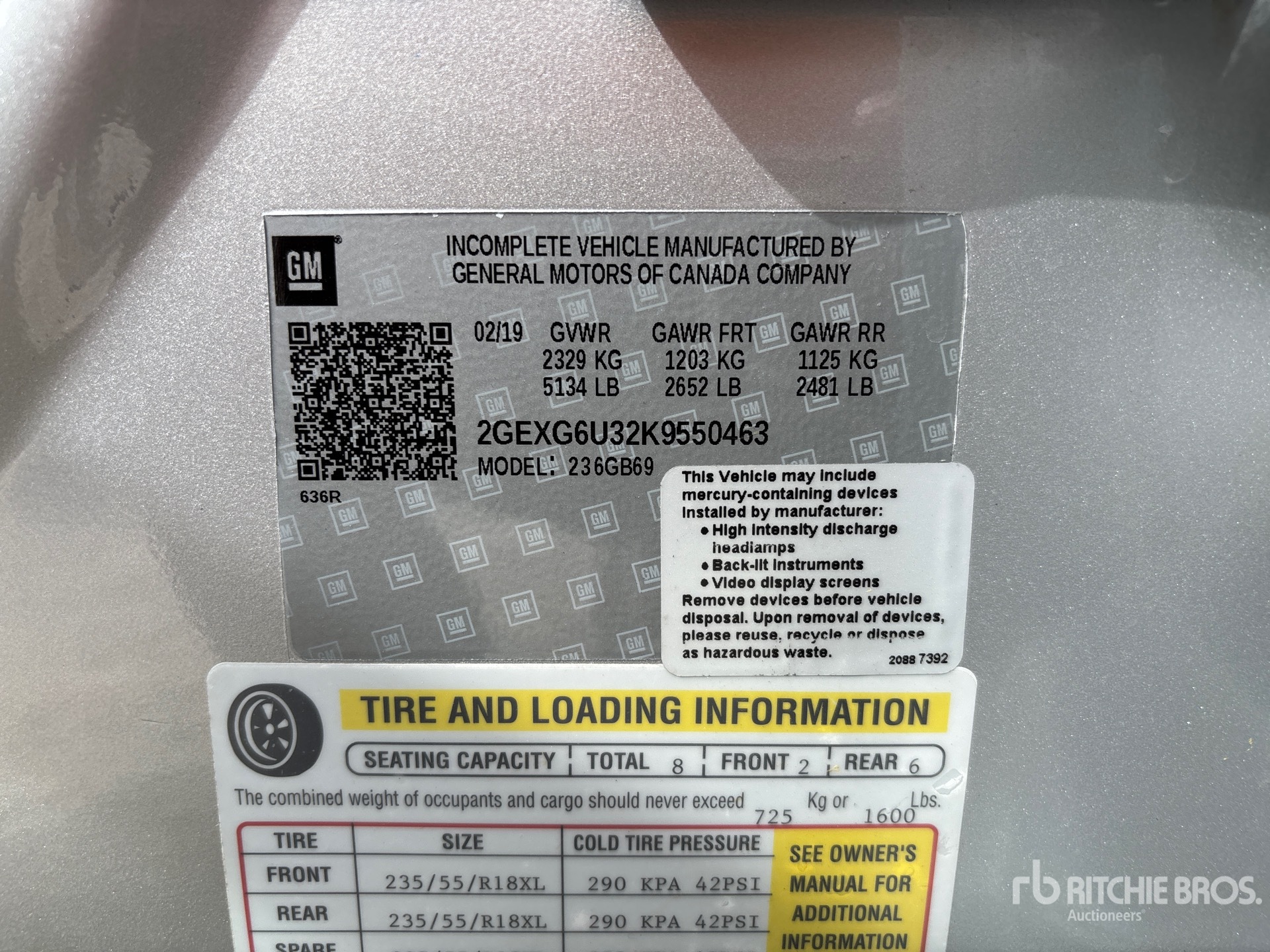 General Appearance with Serial Number / VIN