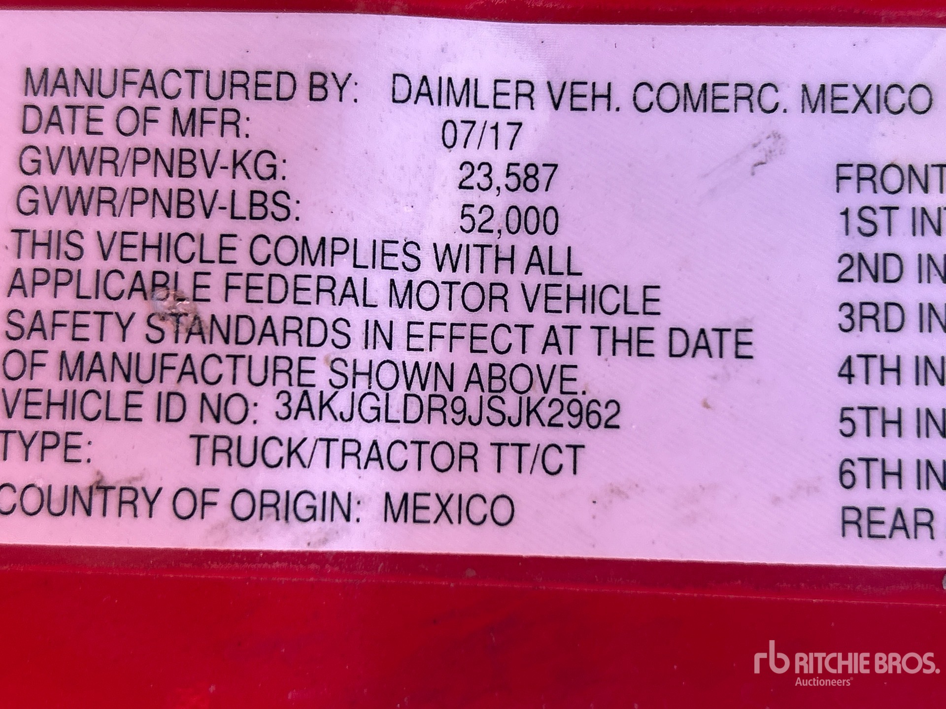 General Appearance with Serial Number / VIN