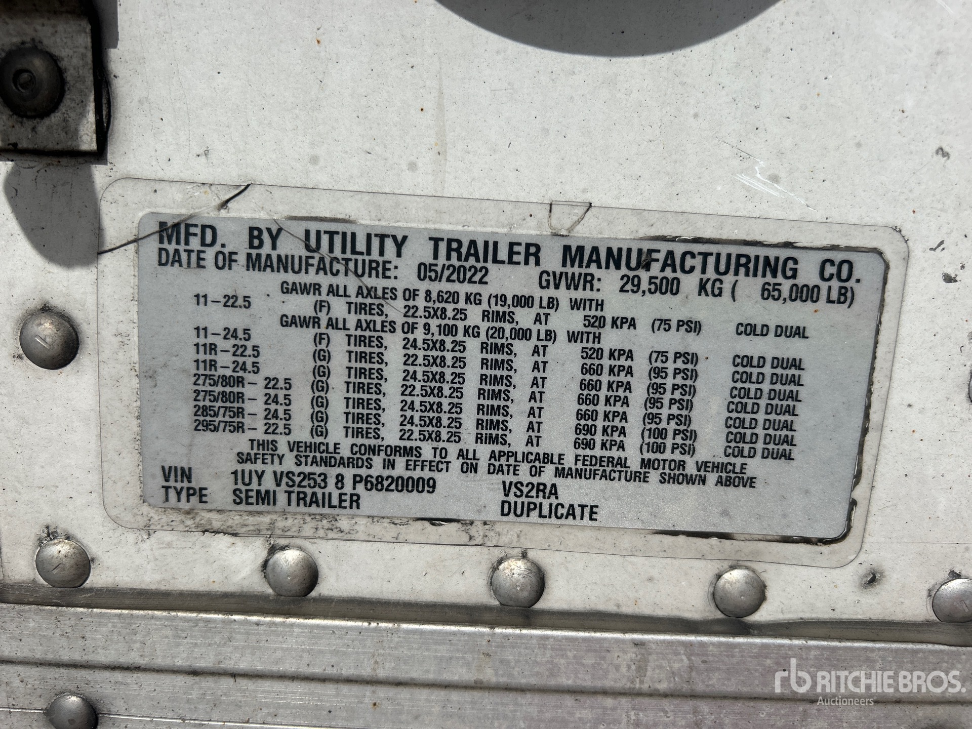General Appearance with Serial Number / VIN