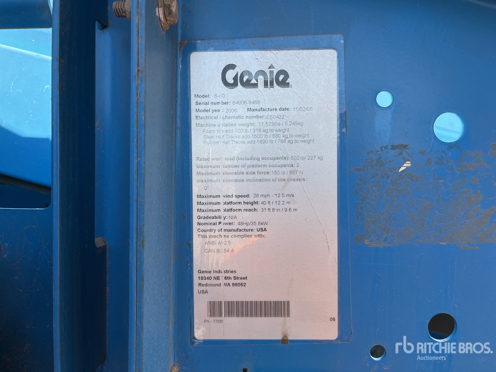 General Appearance with Serial Number / VIN