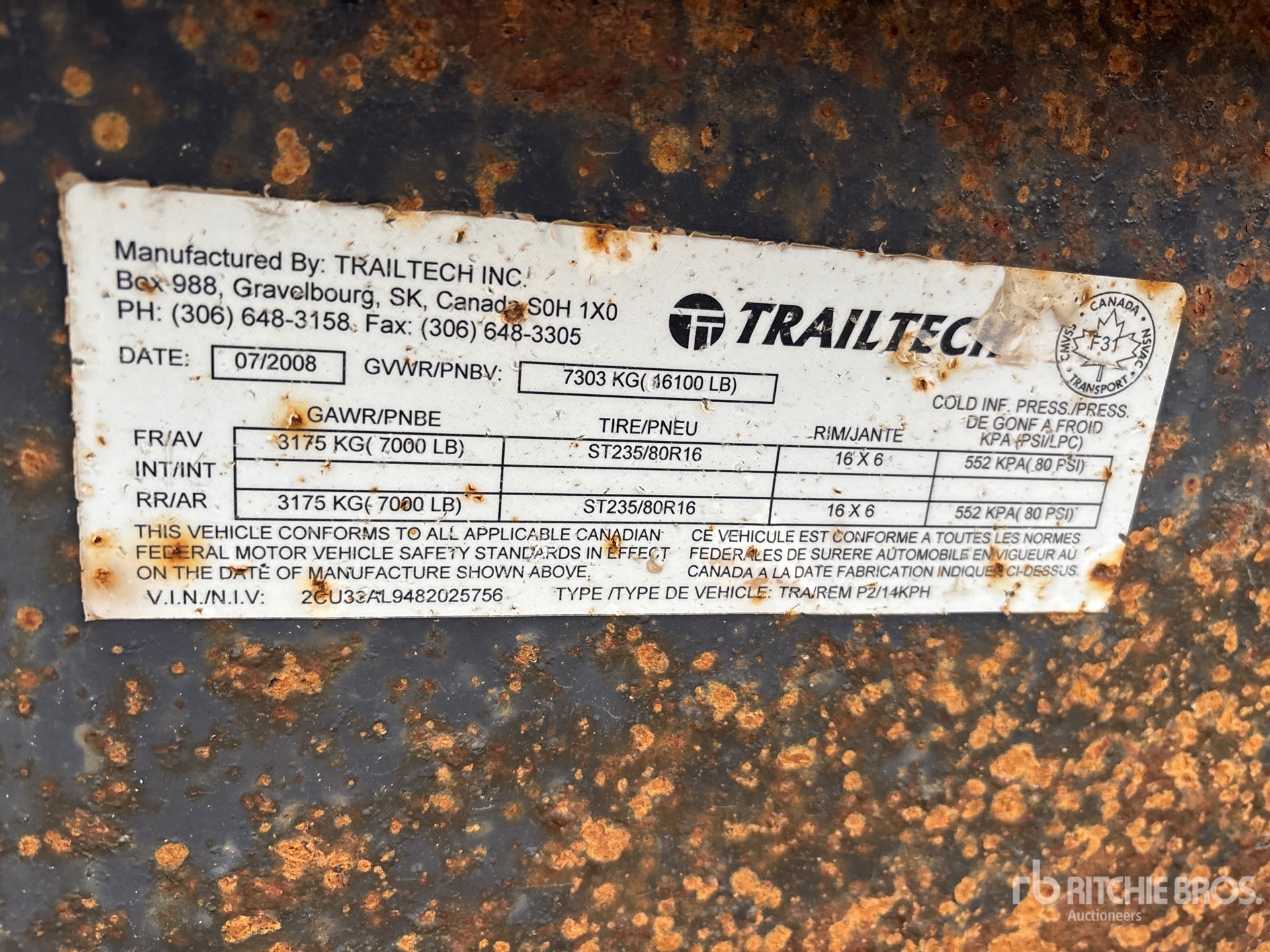 General Appearance with Serial Number / VIN