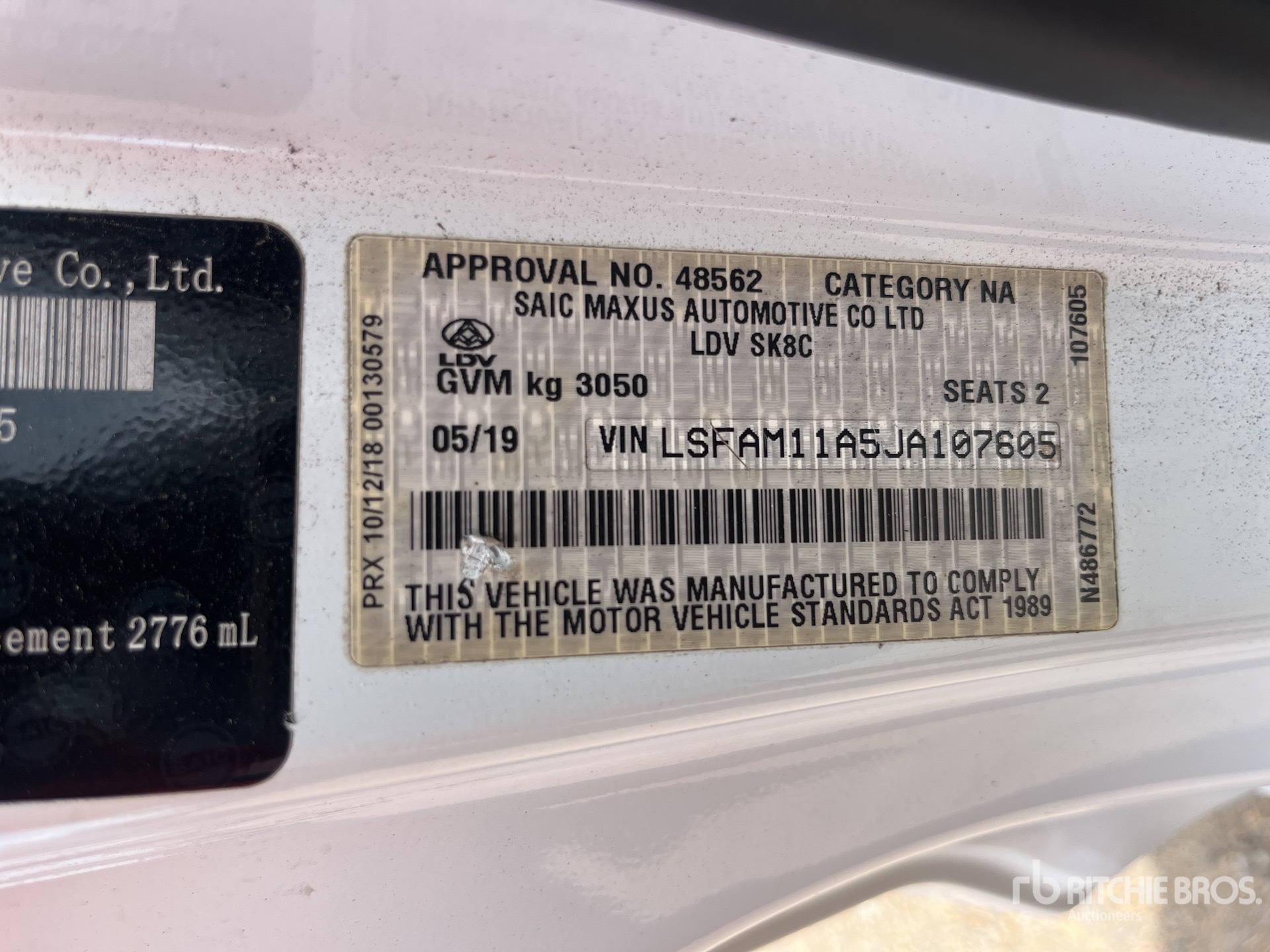 General Appearance with Serial Number / VIN