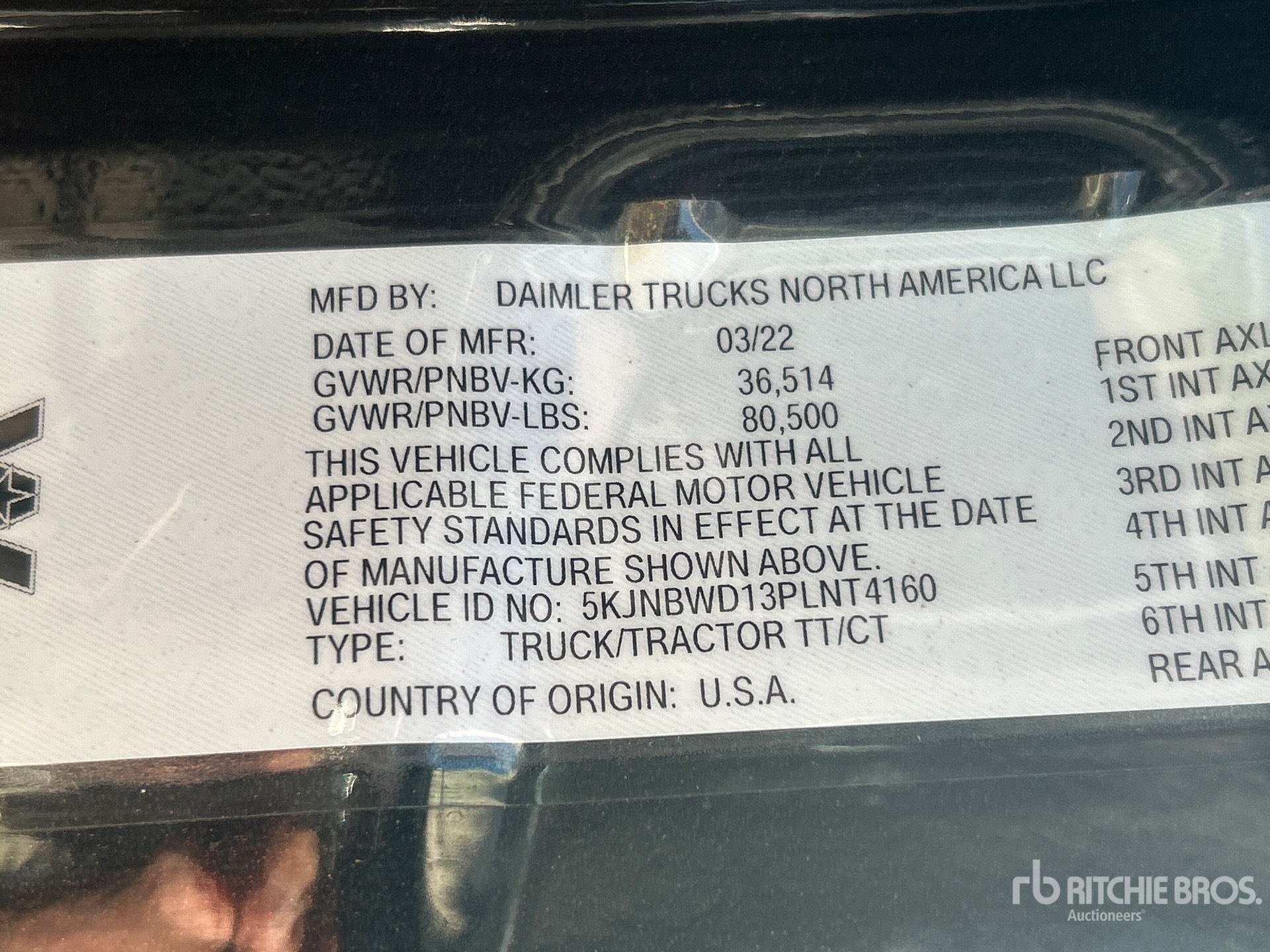 General Appearance with Serial Number / VIN