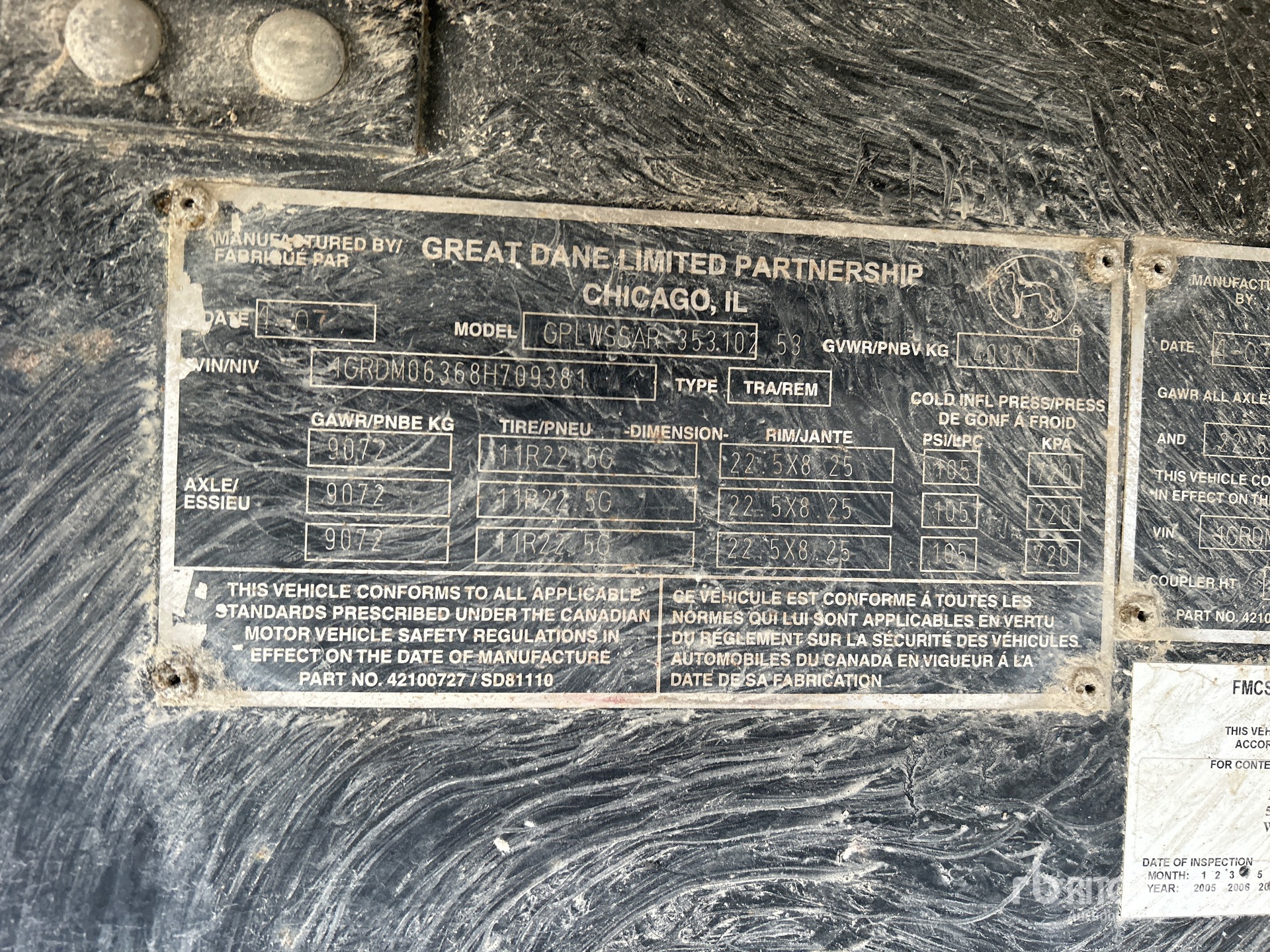 General Appearance with Serial Number / VIN