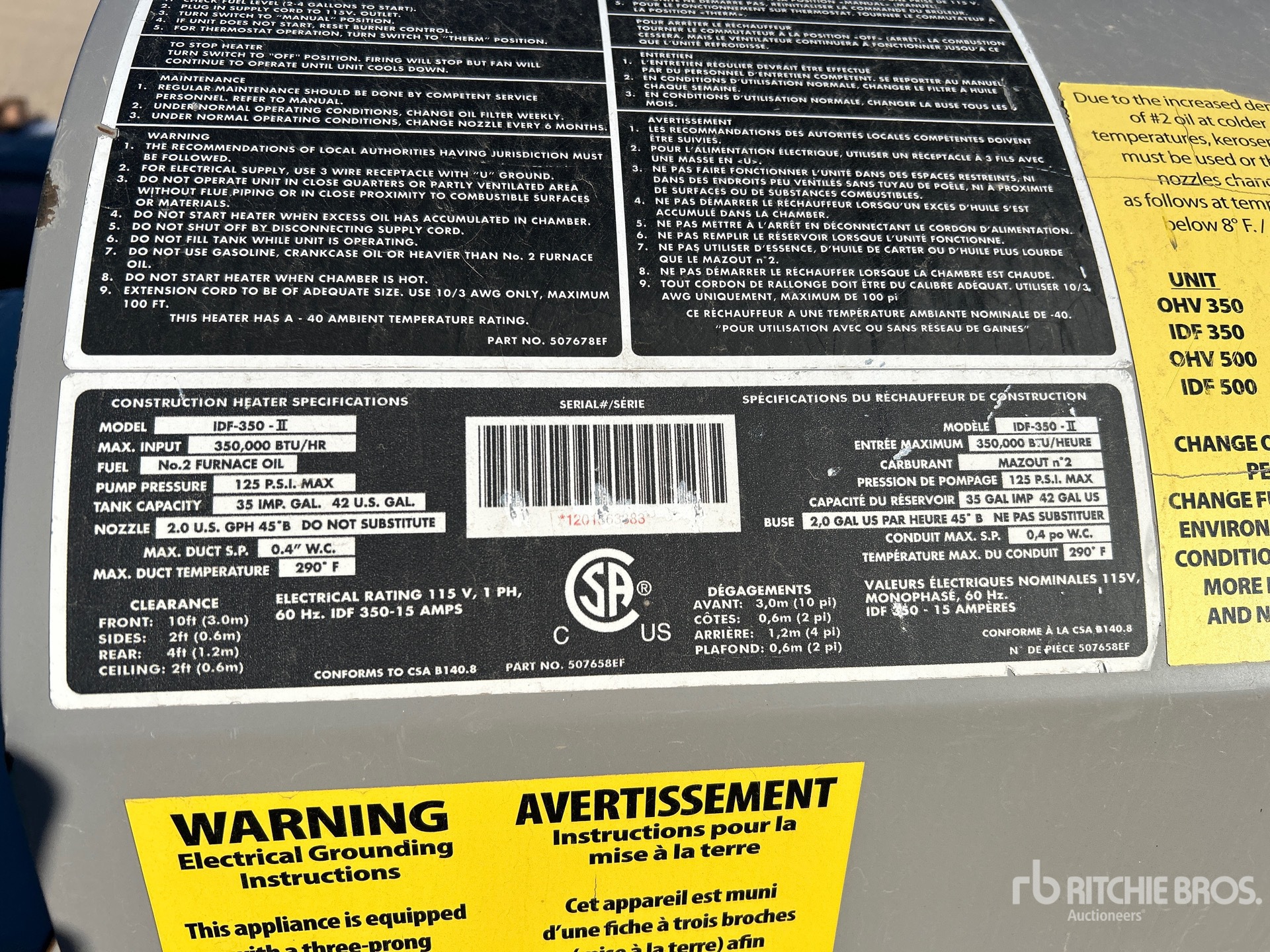 General Appearance with Serial Number / VIN