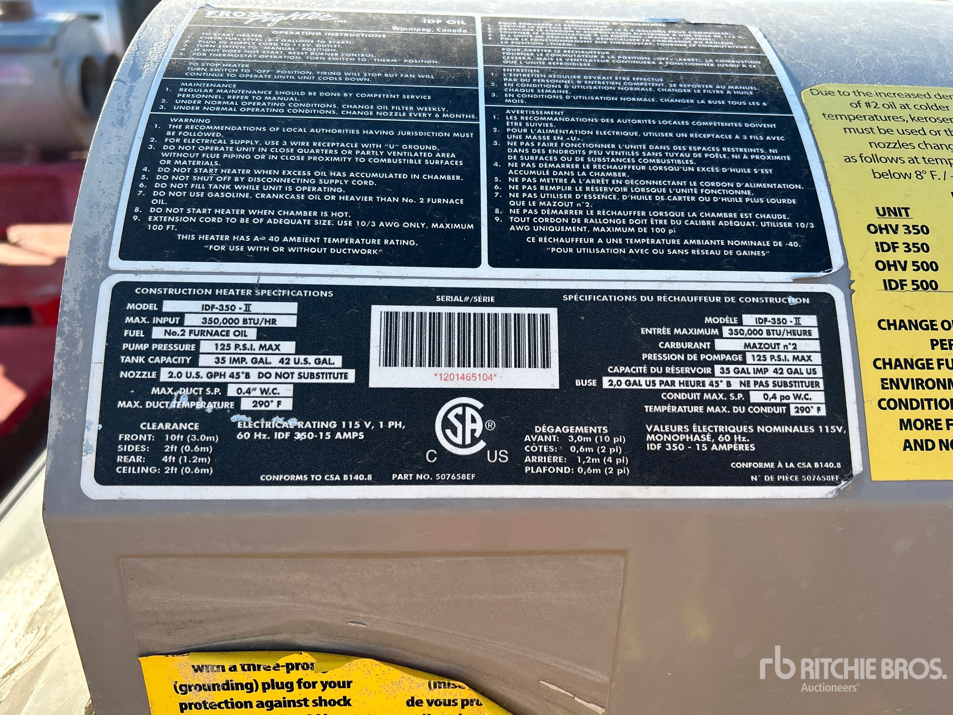 General Appearance with Serial Number / VIN