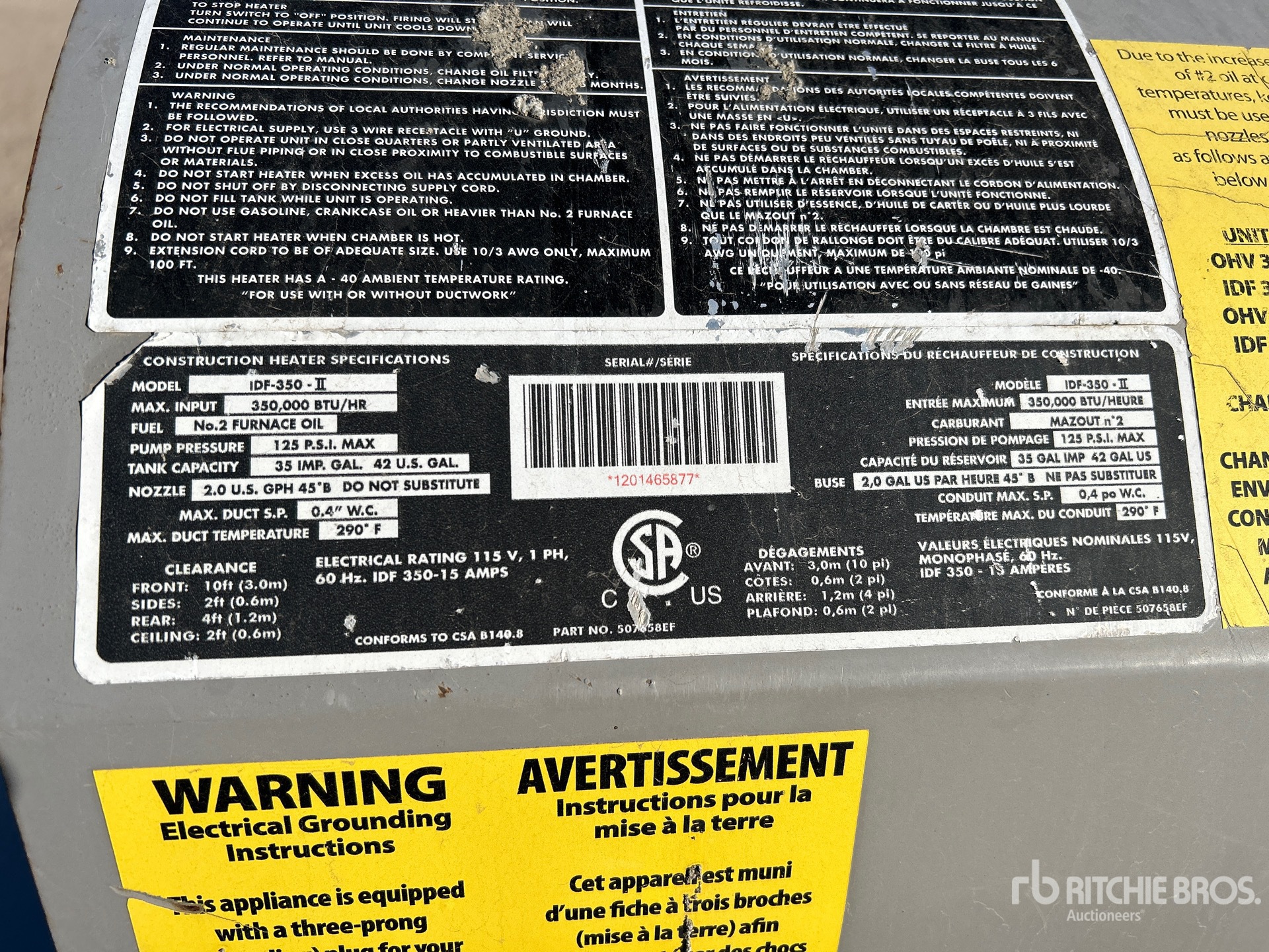 General Appearance with Serial Number / VIN