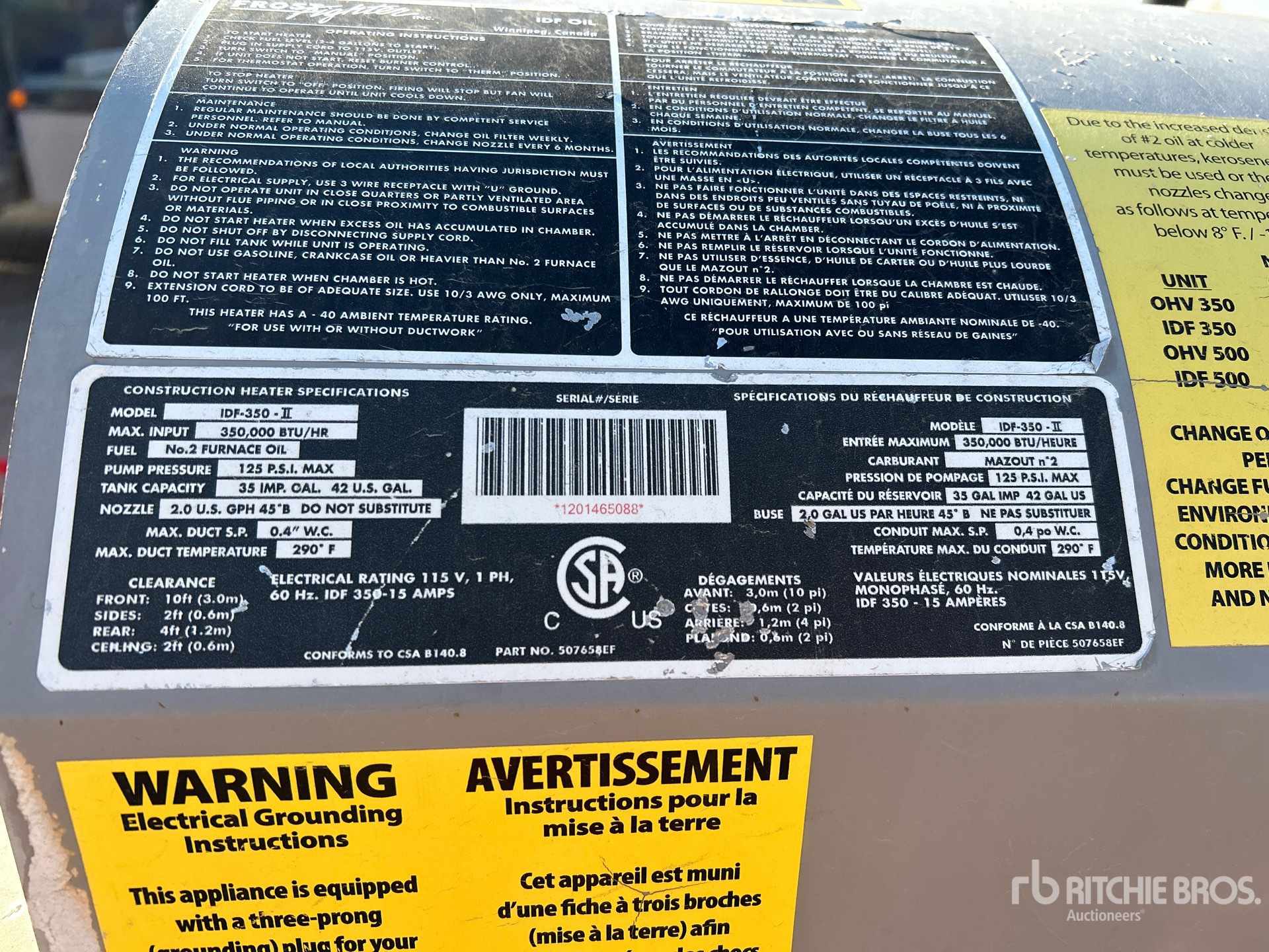 General Appearance with Serial Number / VIN