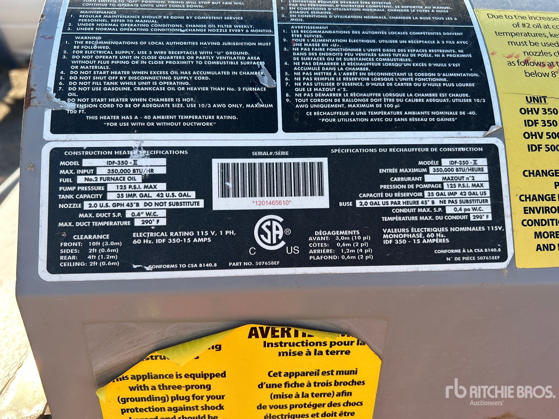 General Appearance with Serial Number / VIN