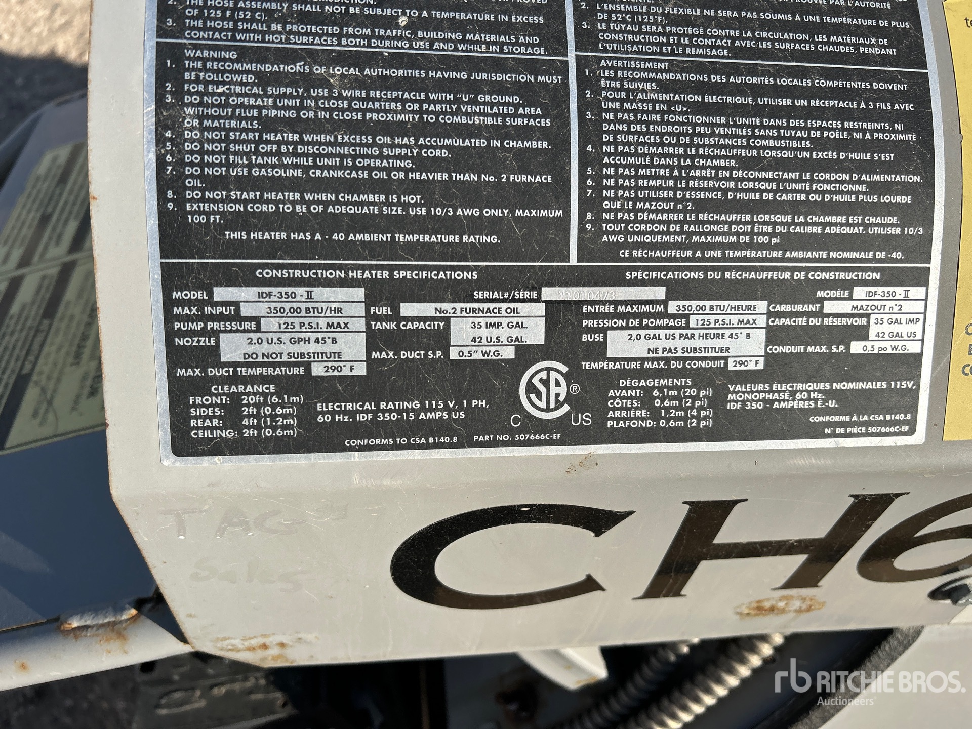 General Appearance with Serial Number / VIN