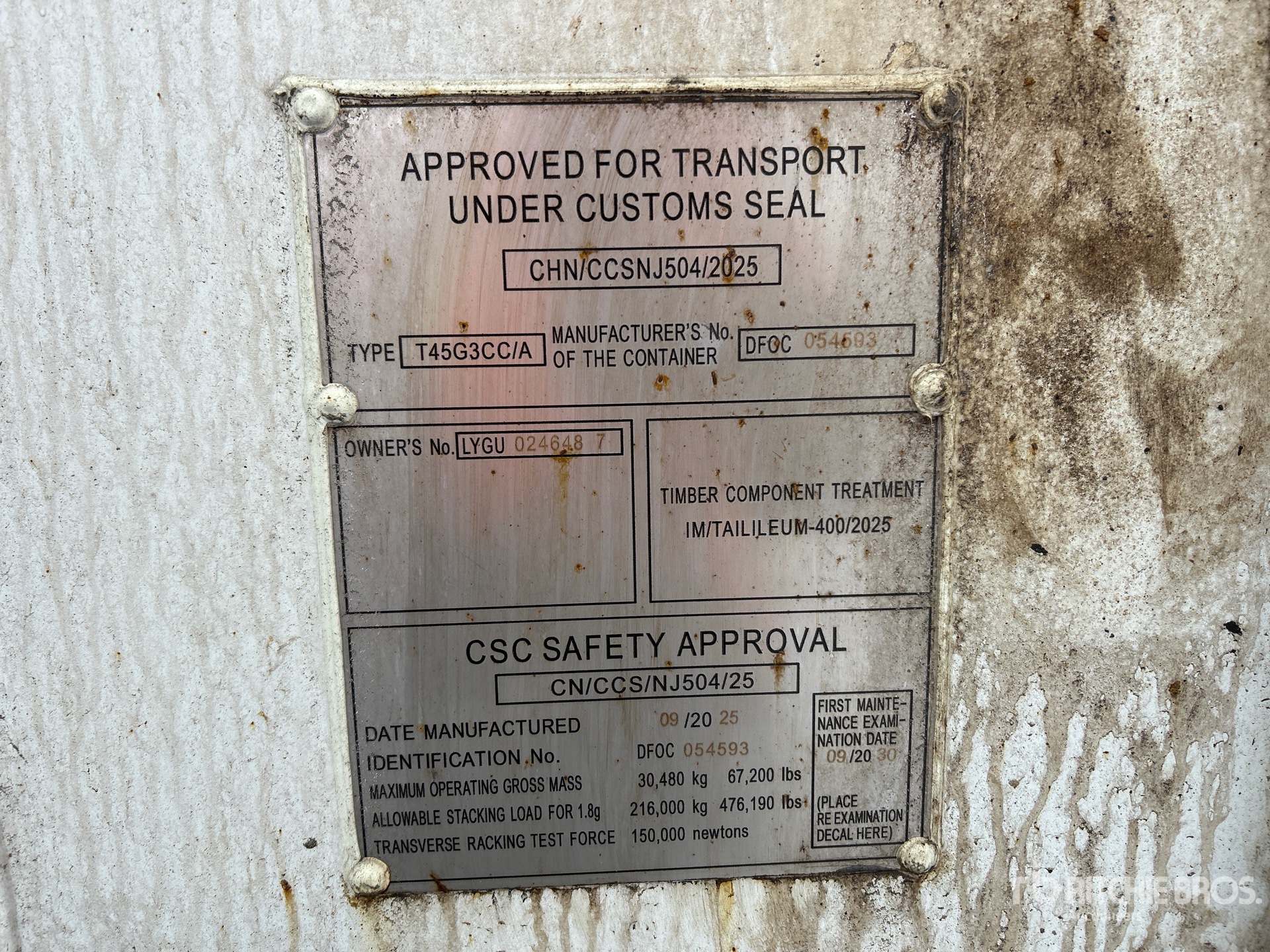 General Appearance with Serial Number / VIN