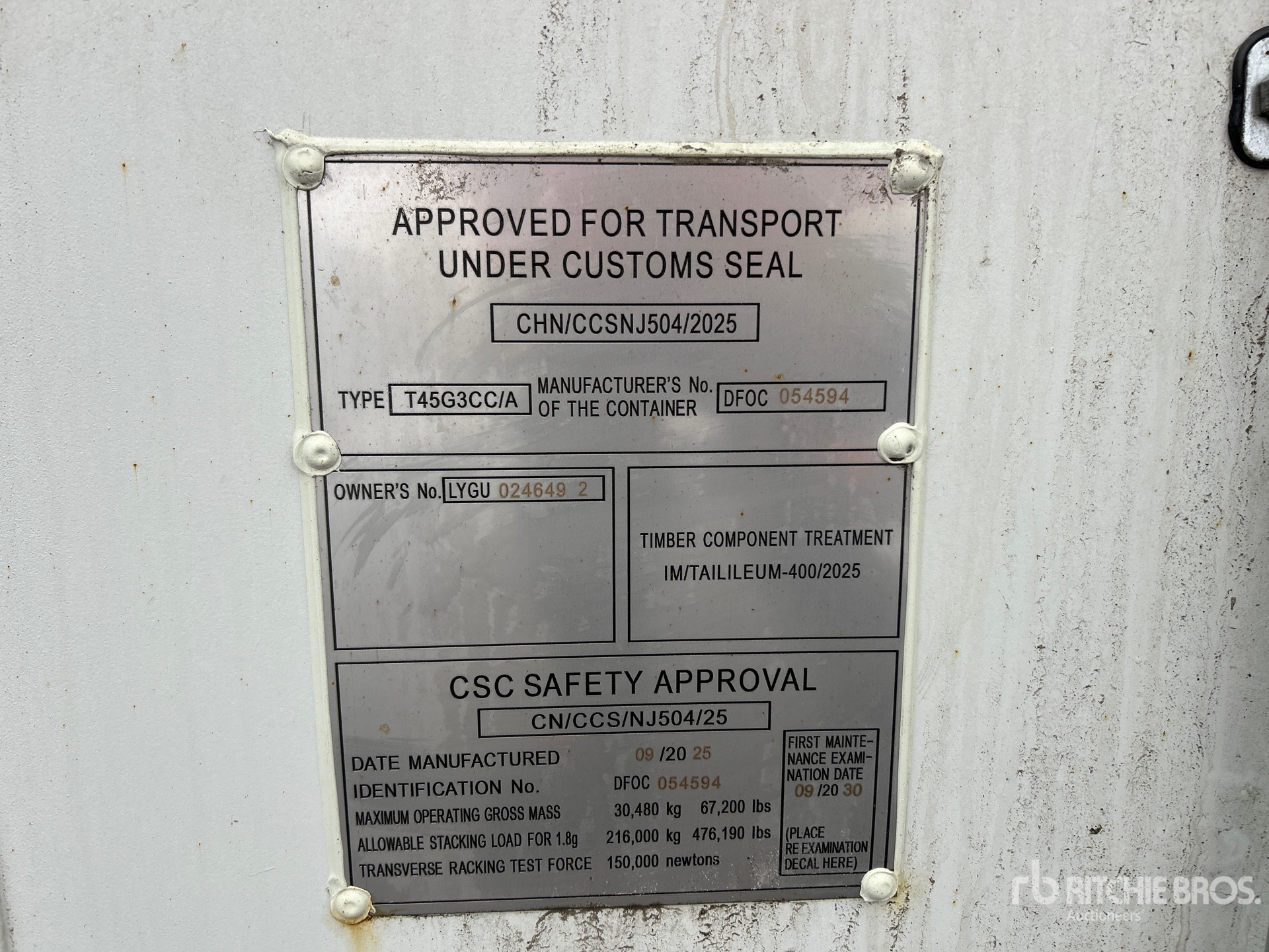 General Appearance with Serial Number / VIN