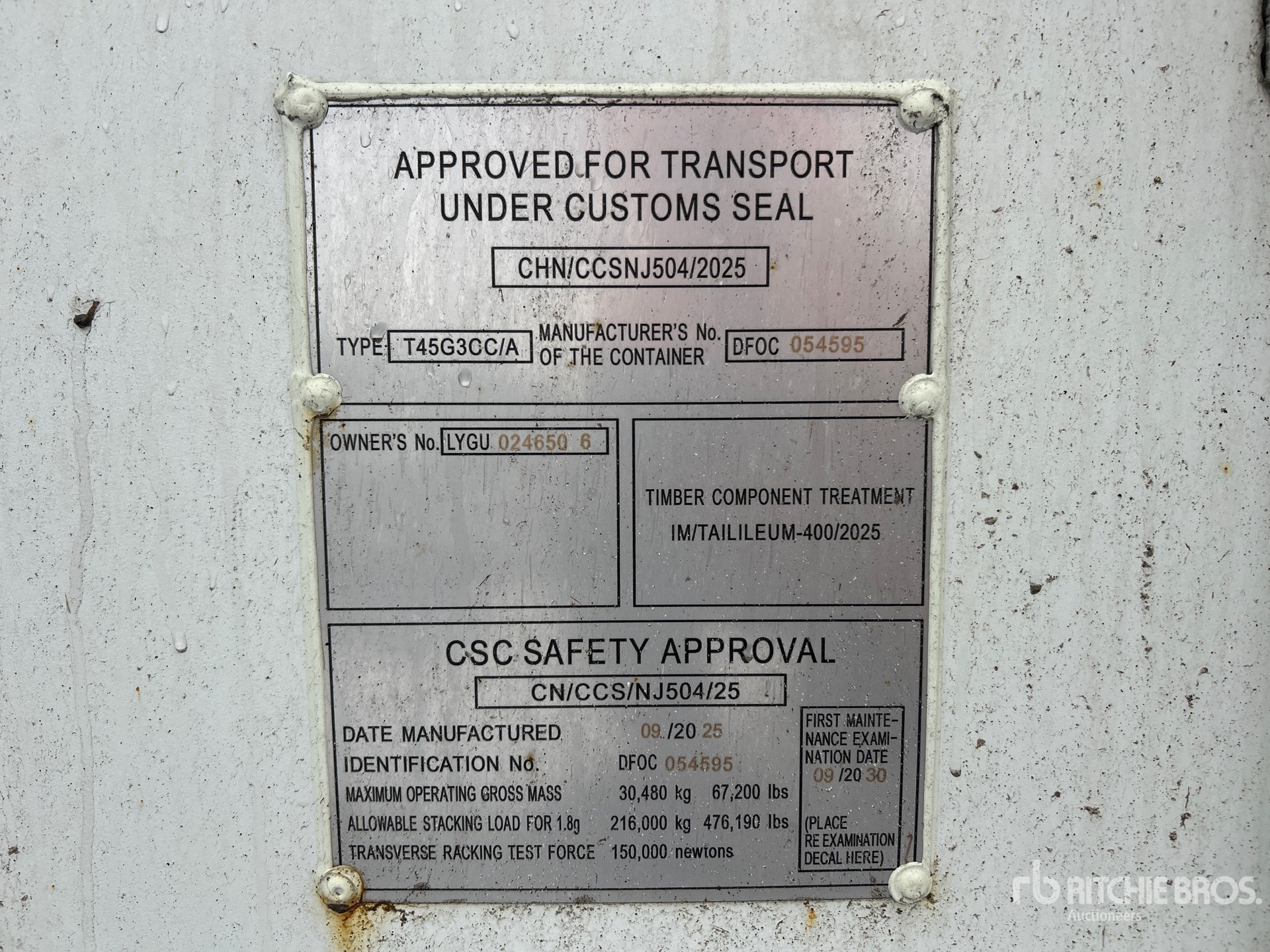 General Appearance with Serial Number / VIN