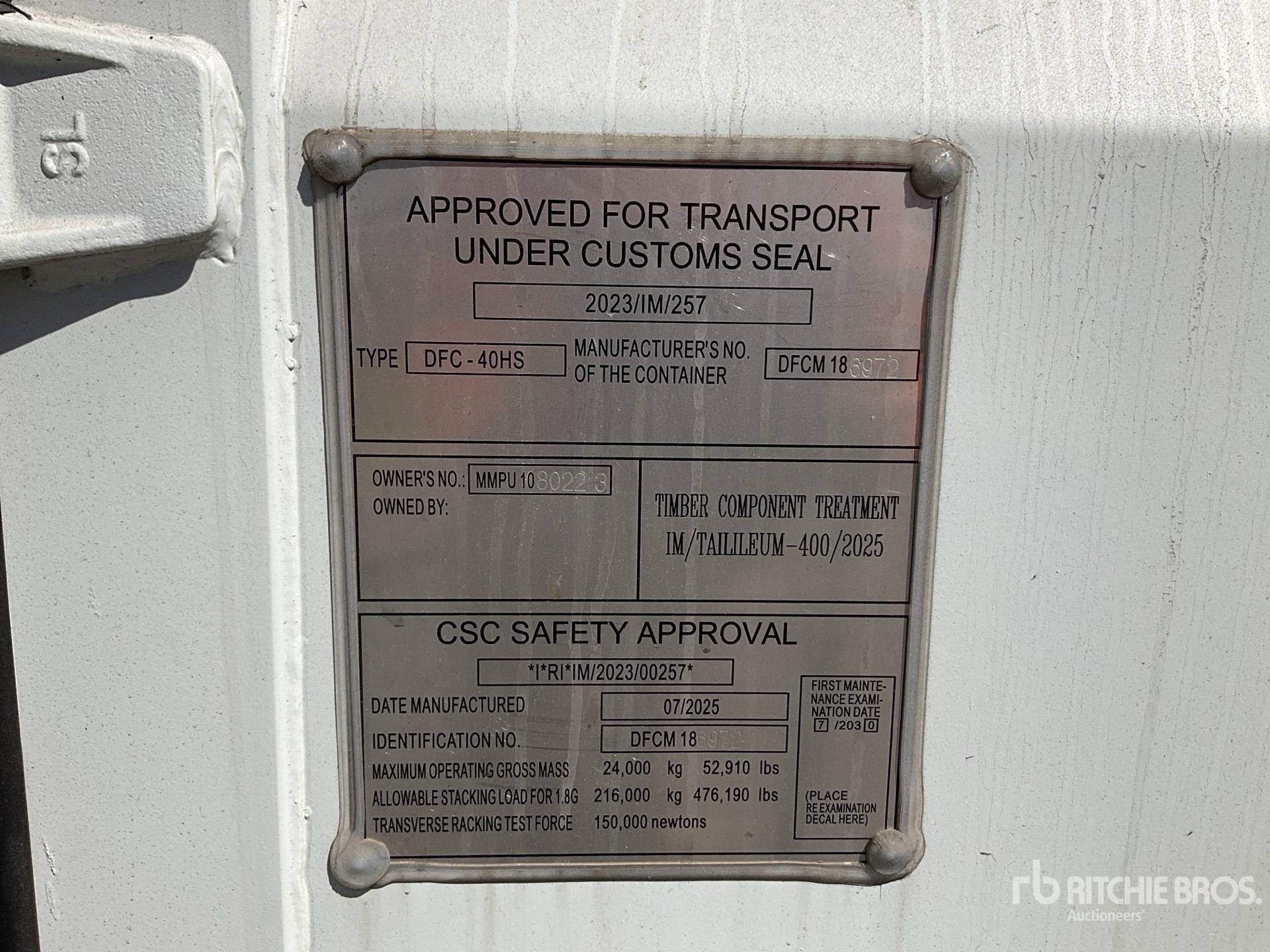 General Appearance with Serial Number / VIN