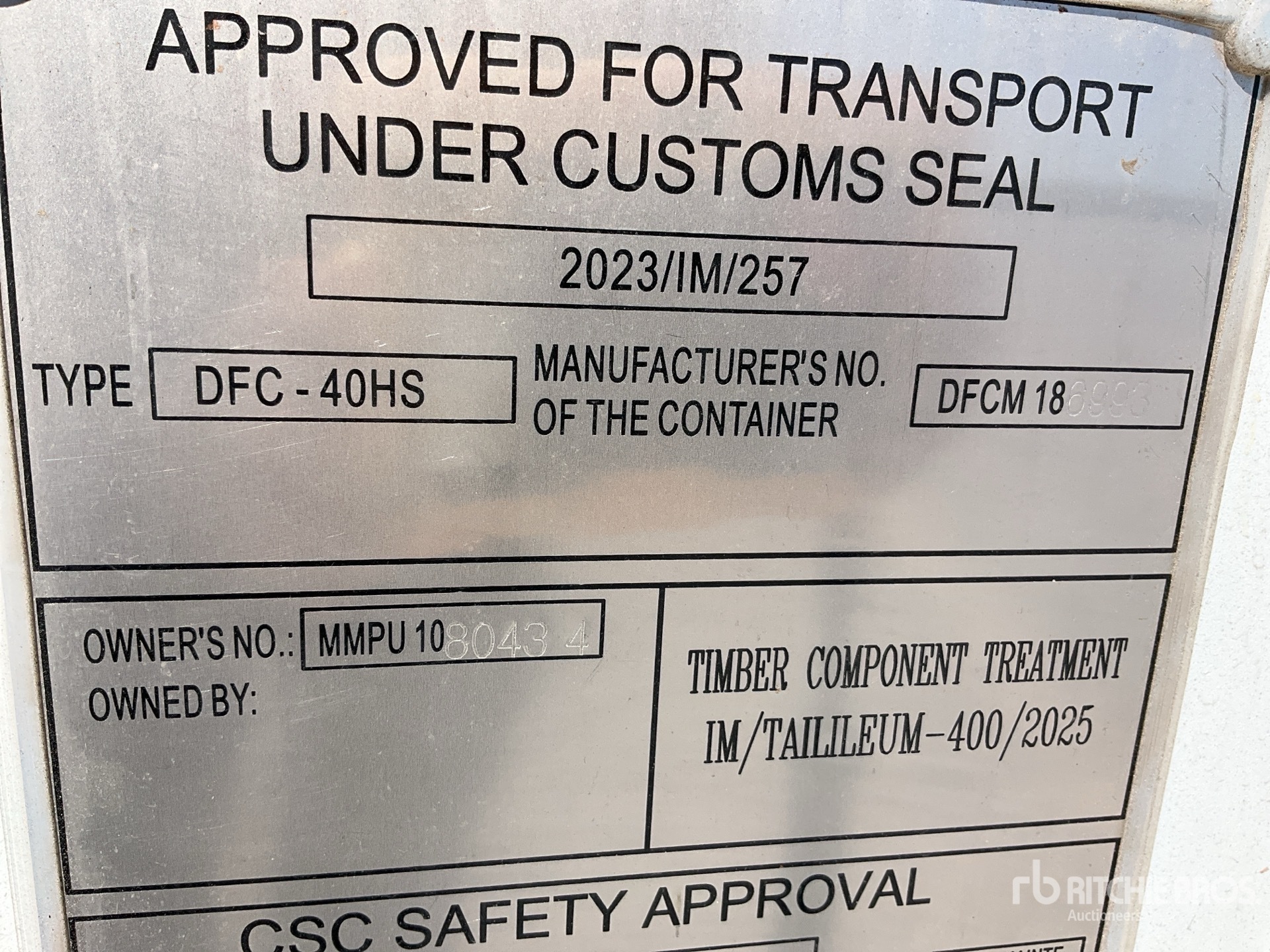 General Appearance with Serial Number / VIN