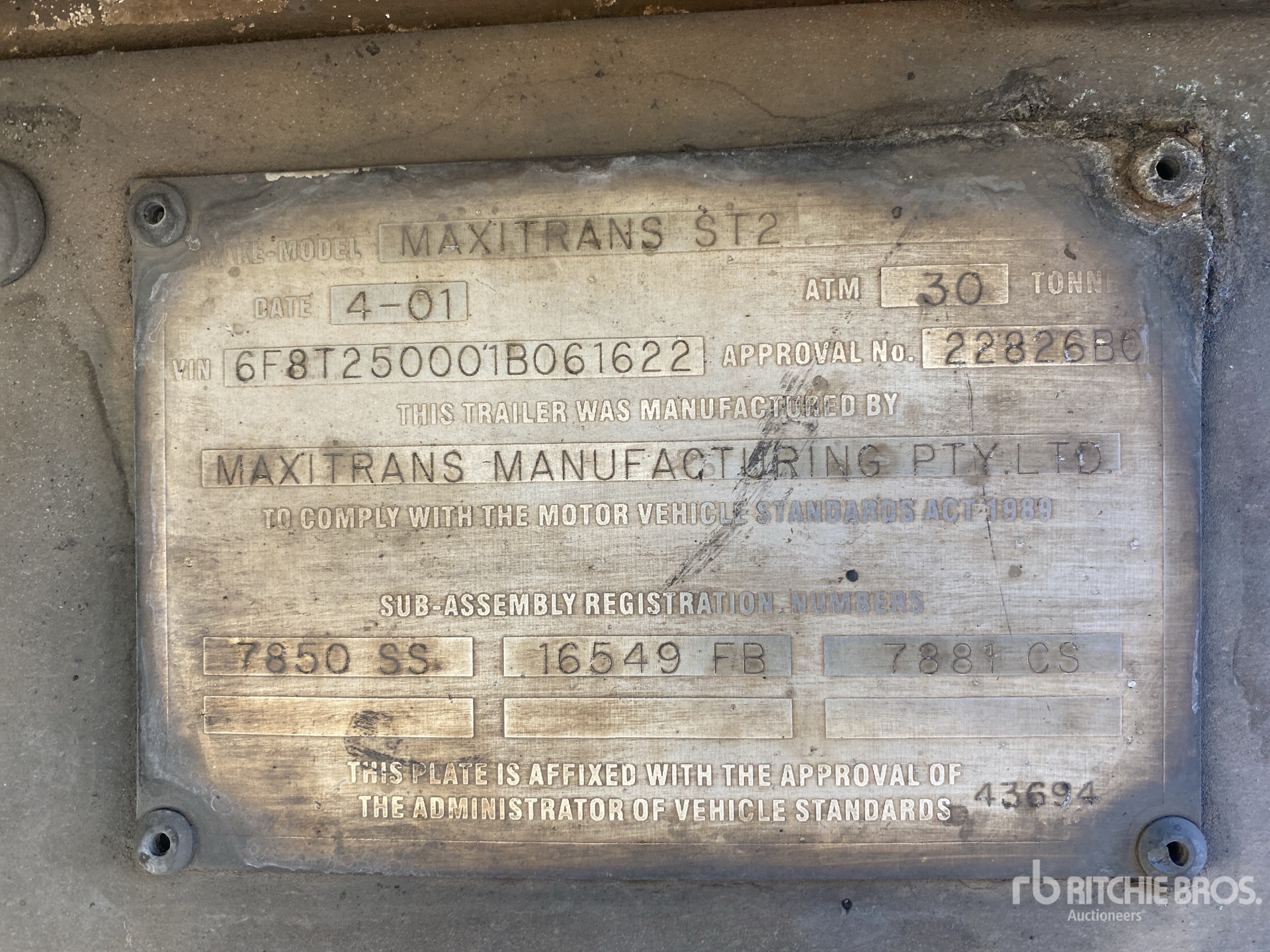 General Appearance with Serial Number / VIN
