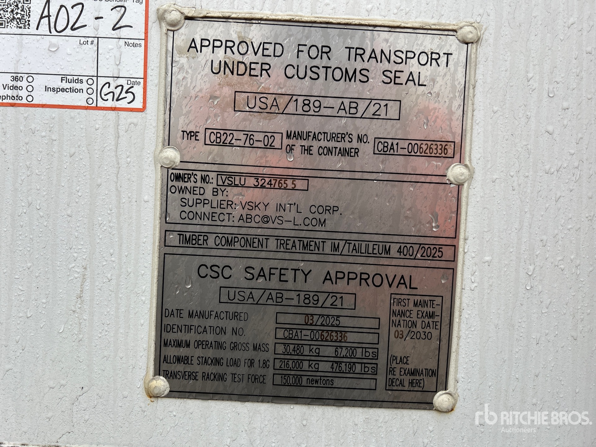 General Appearance with Serial Number / VIN