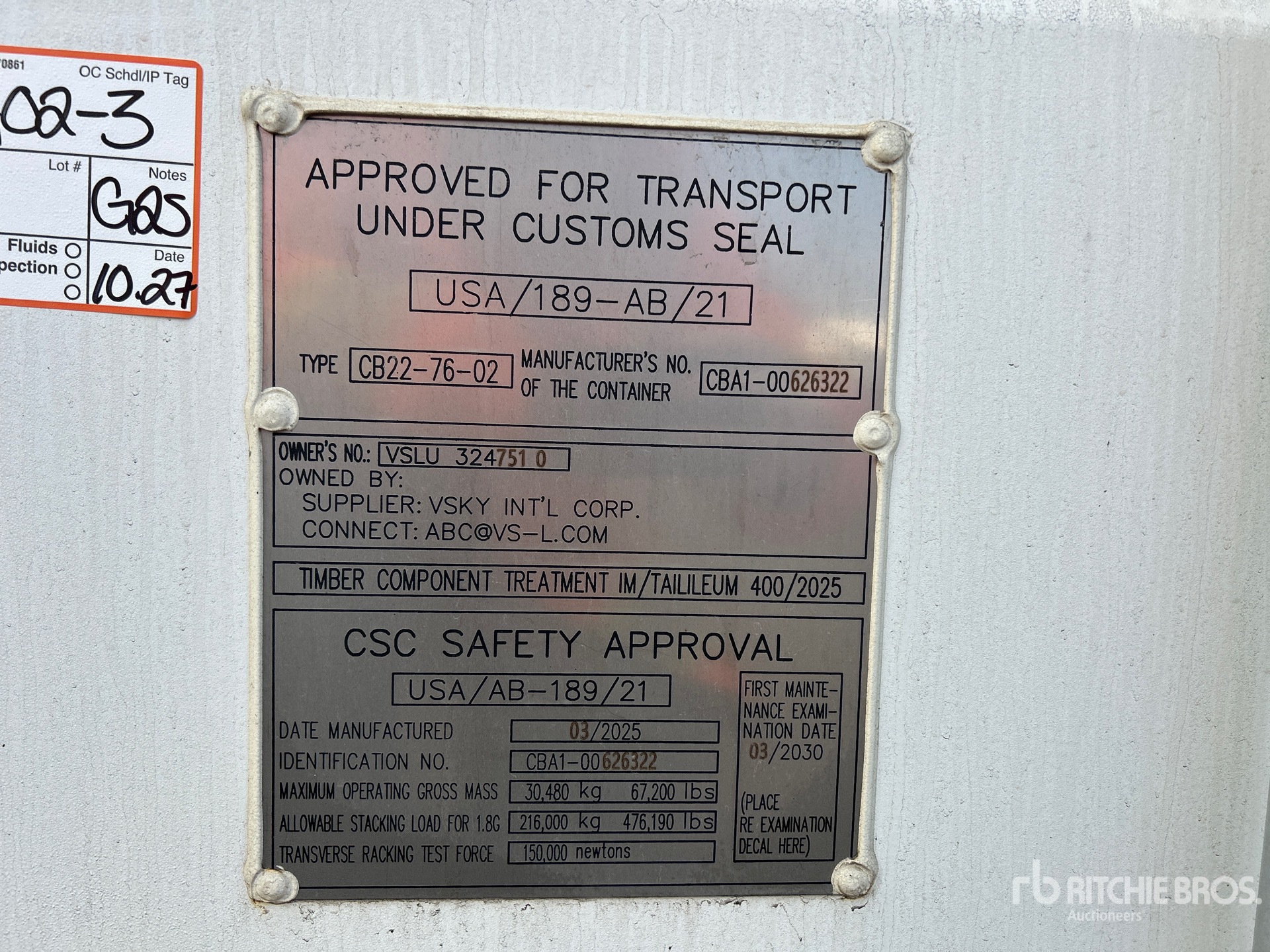 General Appearance with Serial Number / VIN