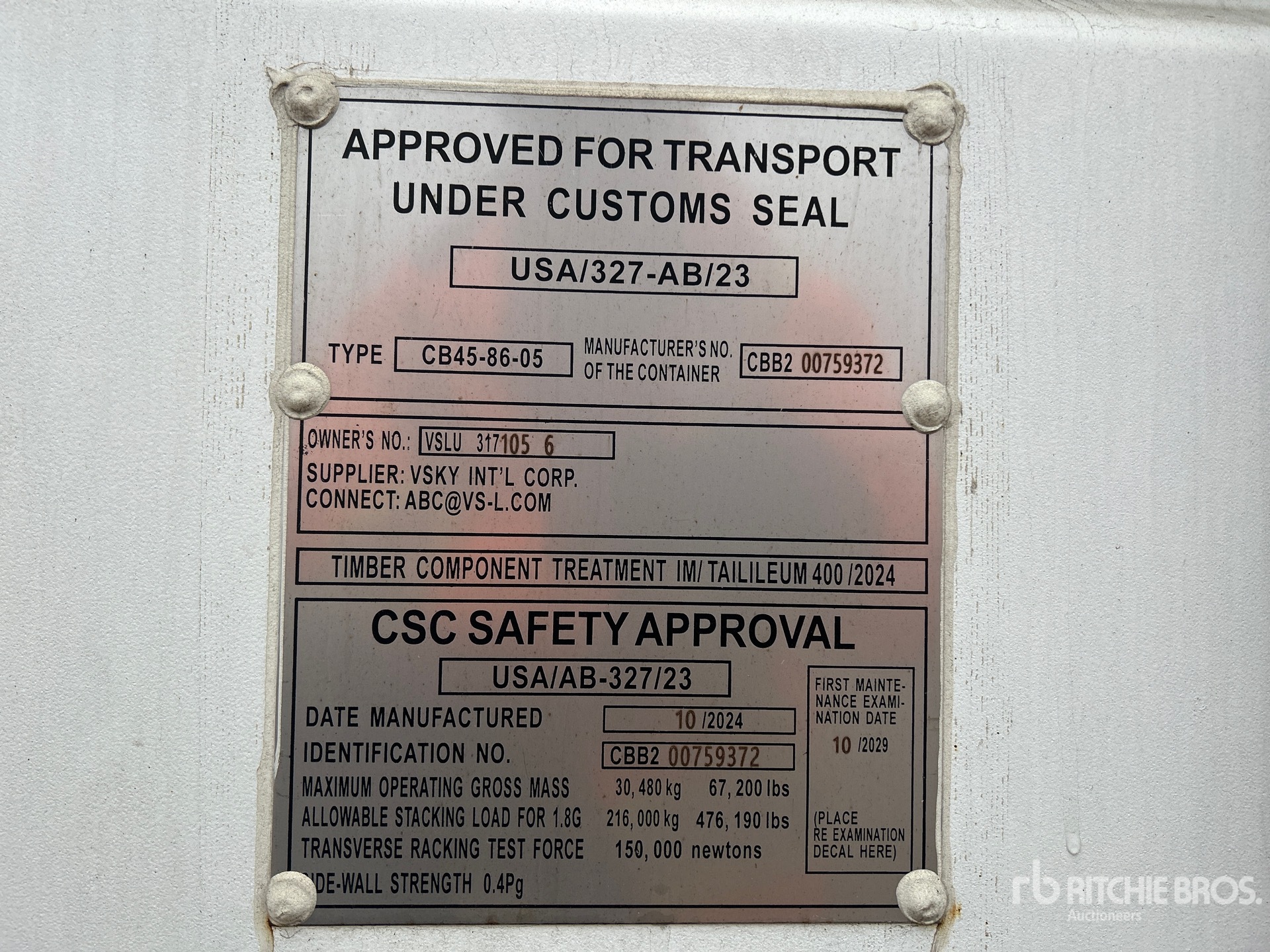 General Appearance with Serial Number / VIN