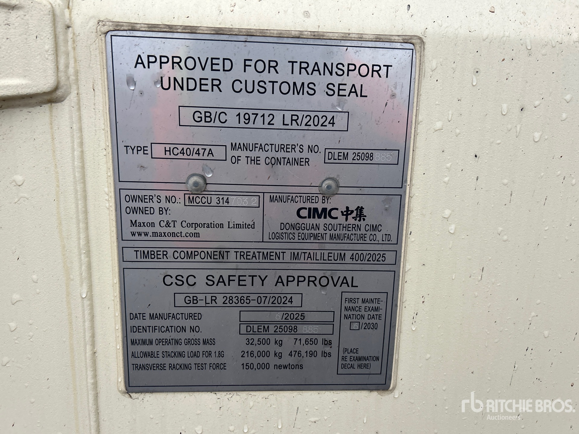 General Appearance with Serial Number / VIN