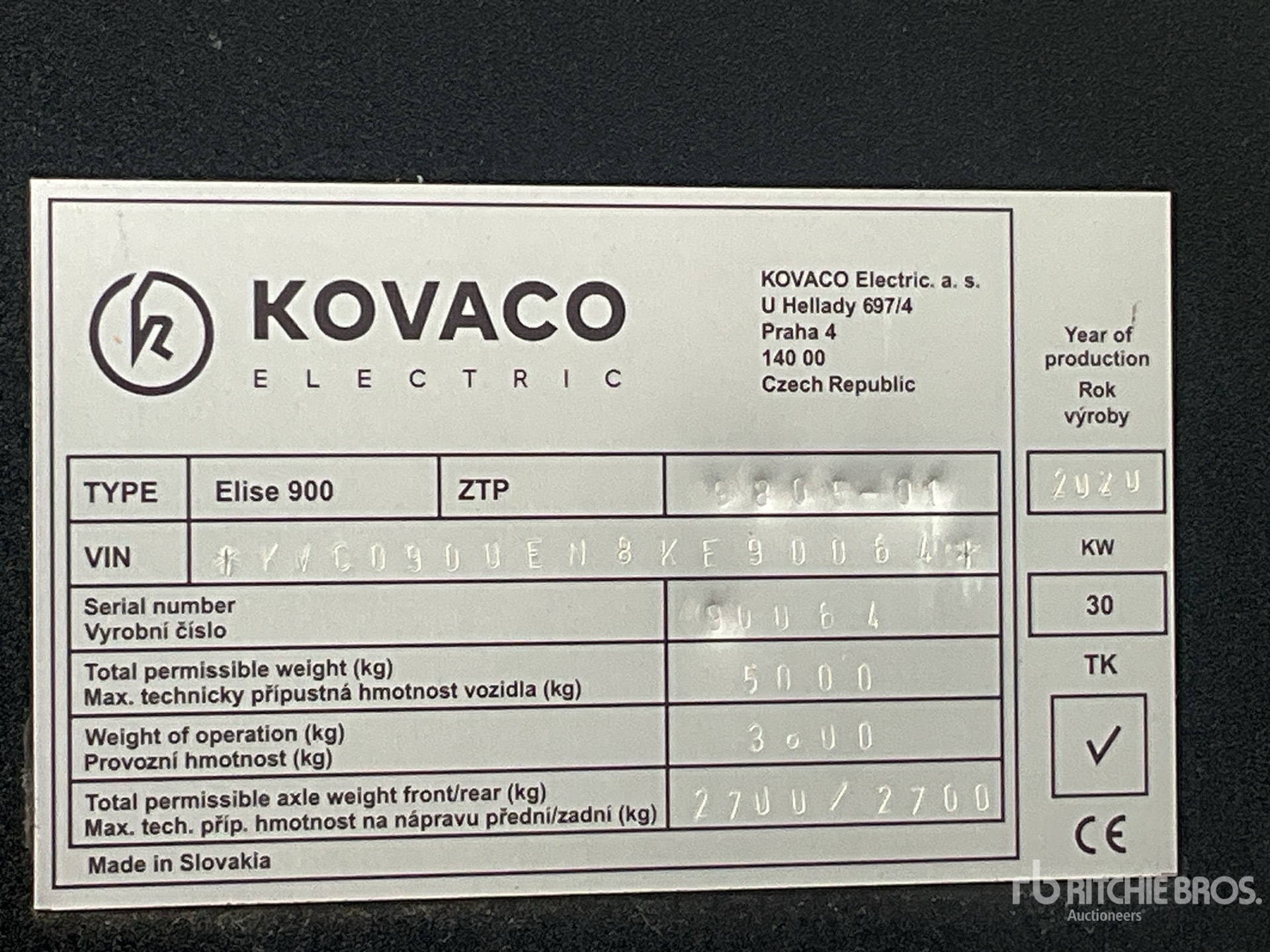 General Appearance with Serial Number / VIN