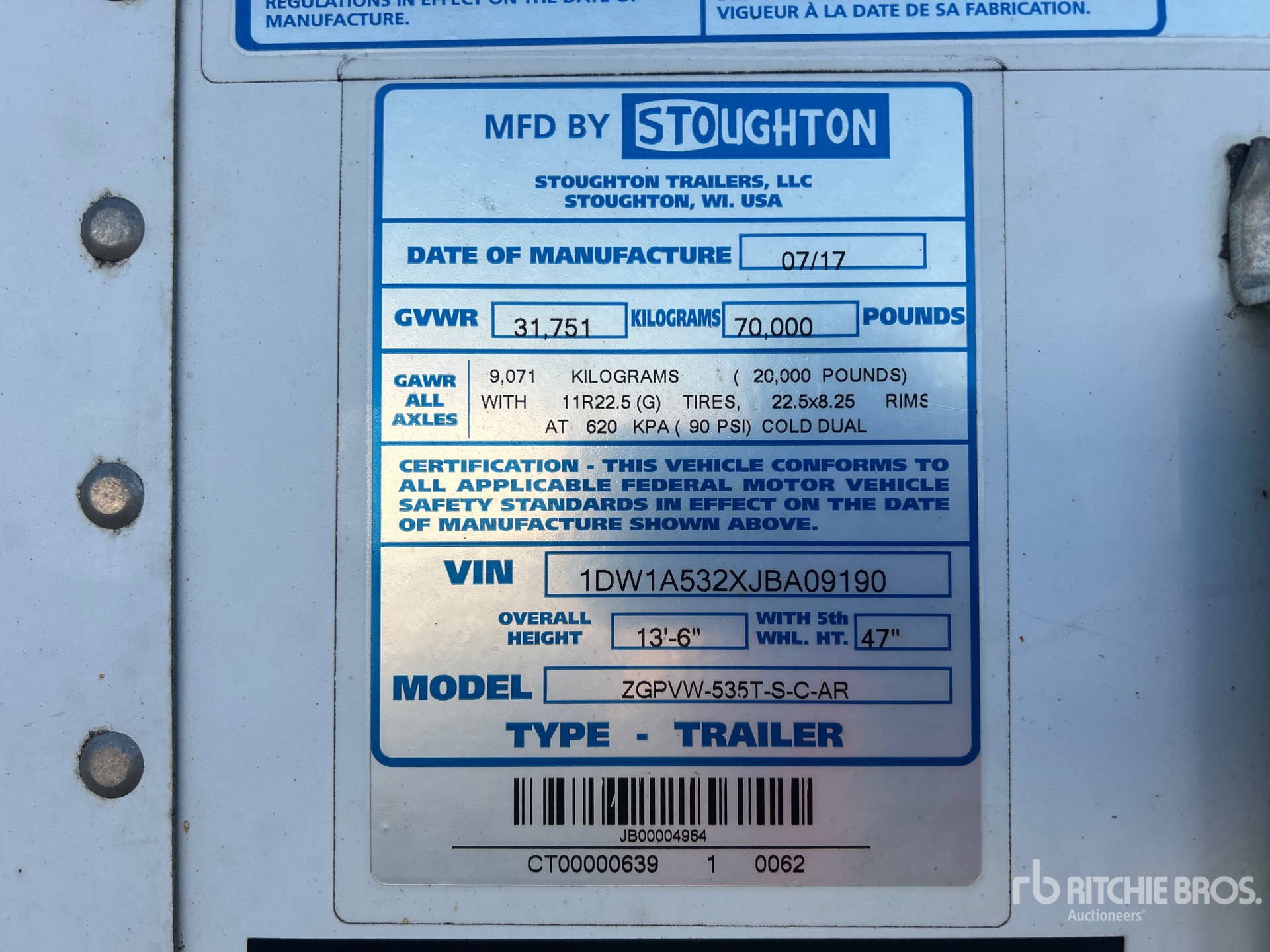 General Appearance with Serial Number / VIN