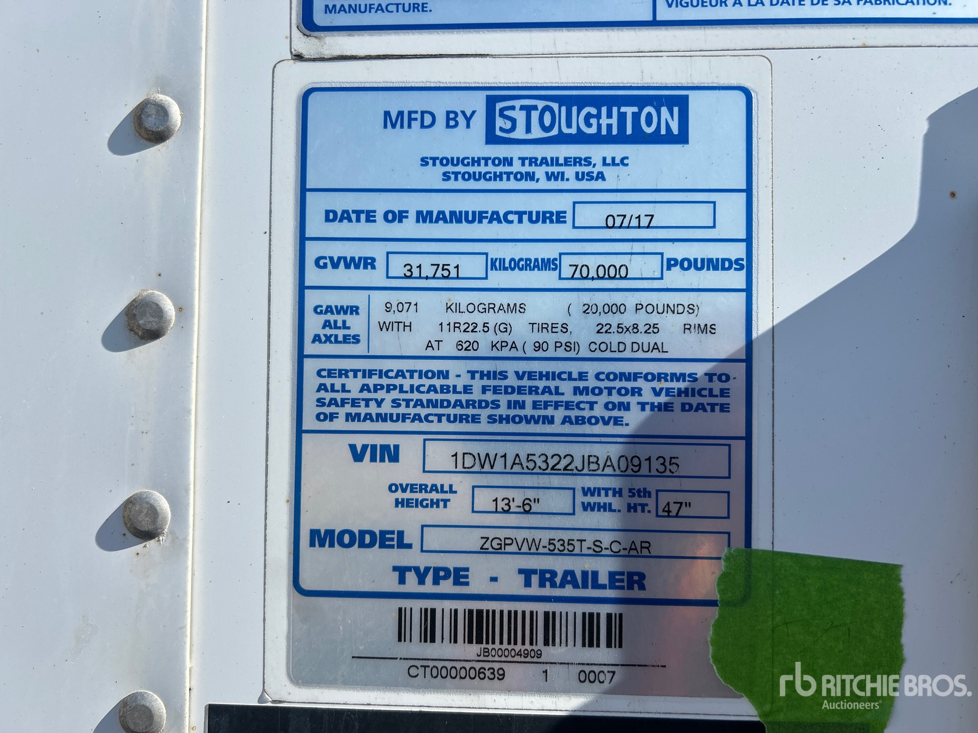 General Appearance with Serial Number / VIN