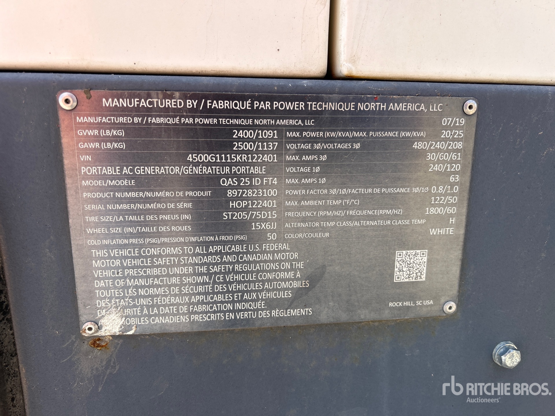 General Appearance with Serial Number / VIN