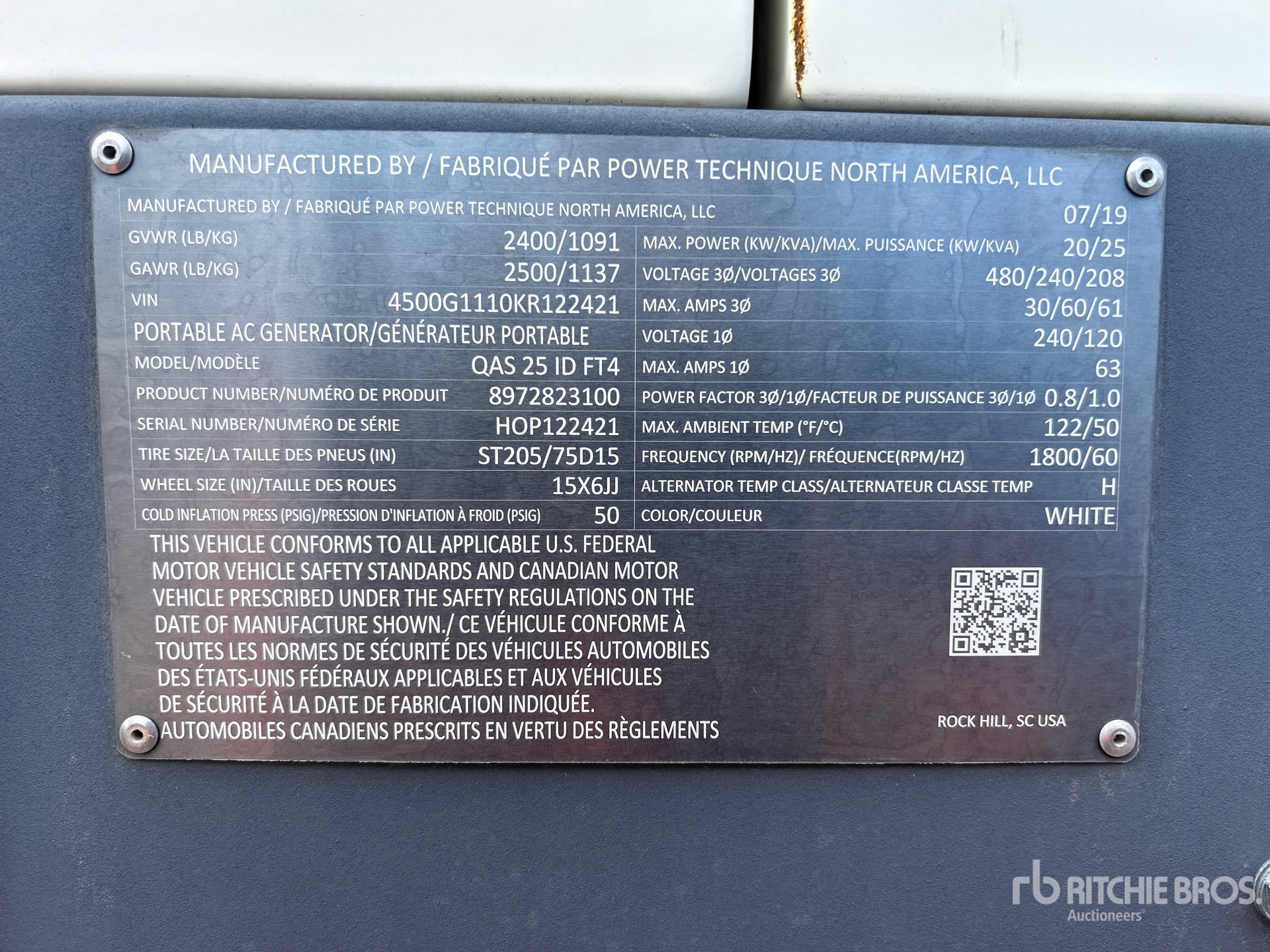 General Appearance with Serial Number / VIN