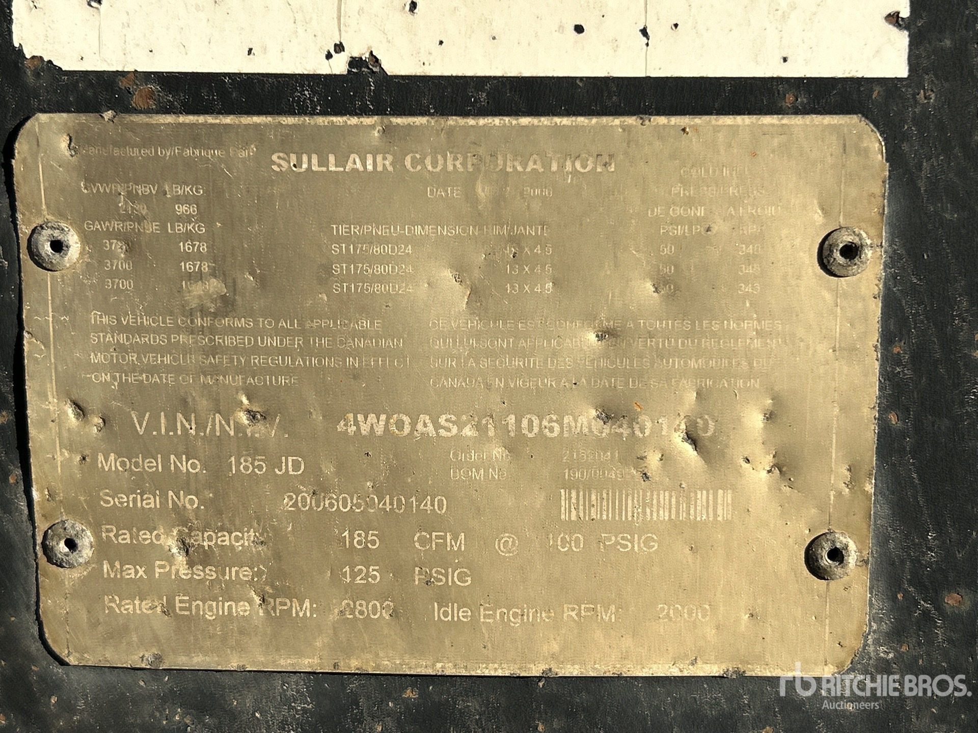 General Appearance with Serial Number / VIN