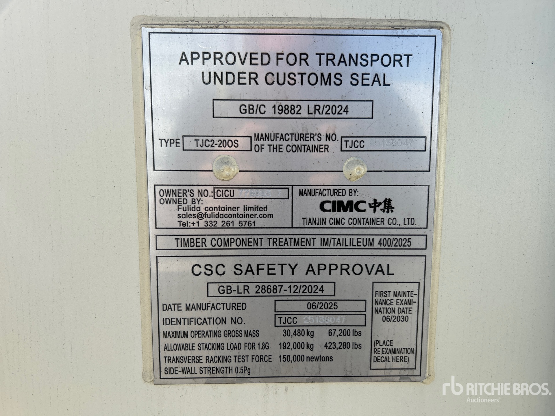General Appearance with Serial Number / VIN