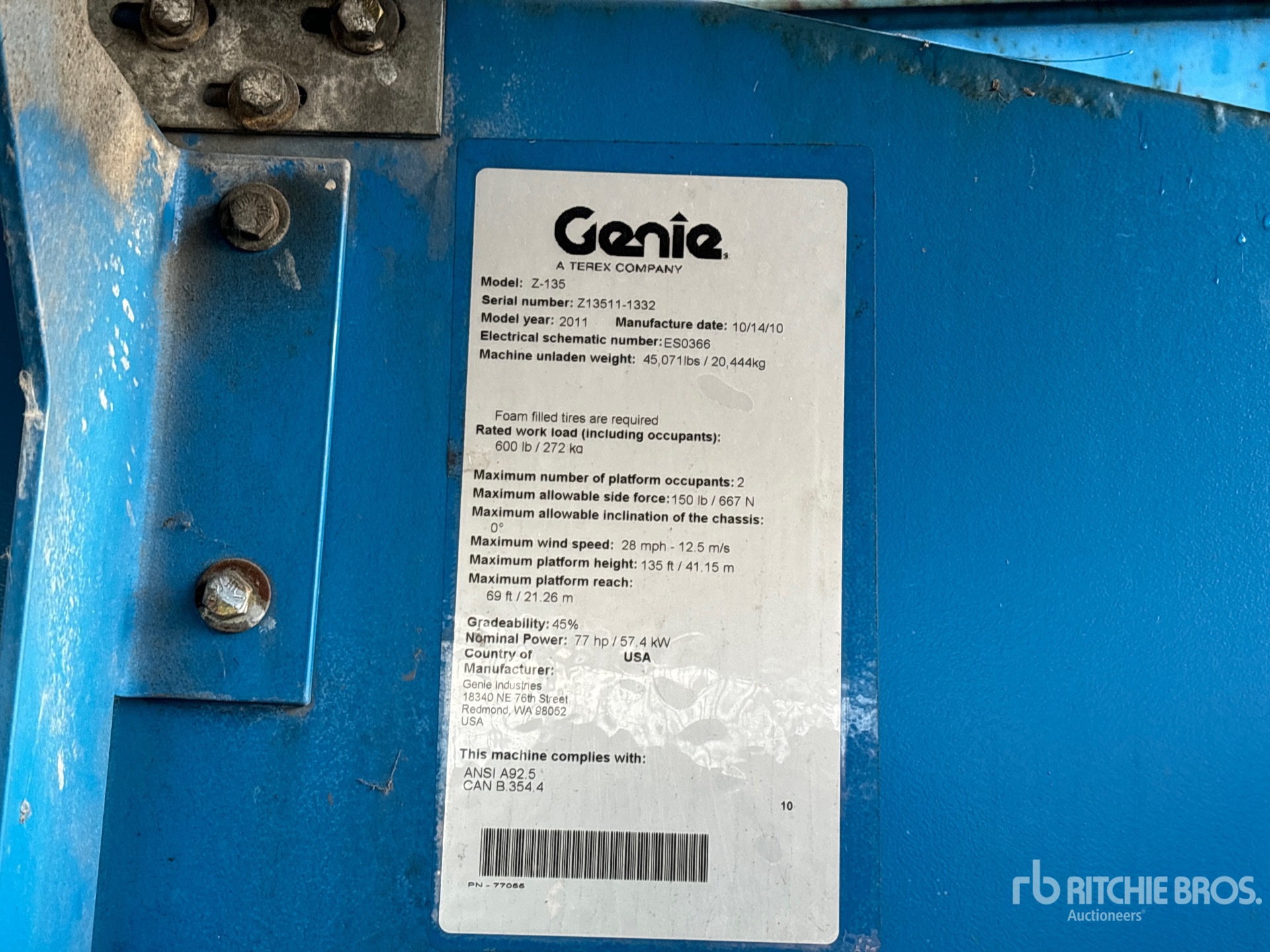 General Appearance with Serial Number / VIN