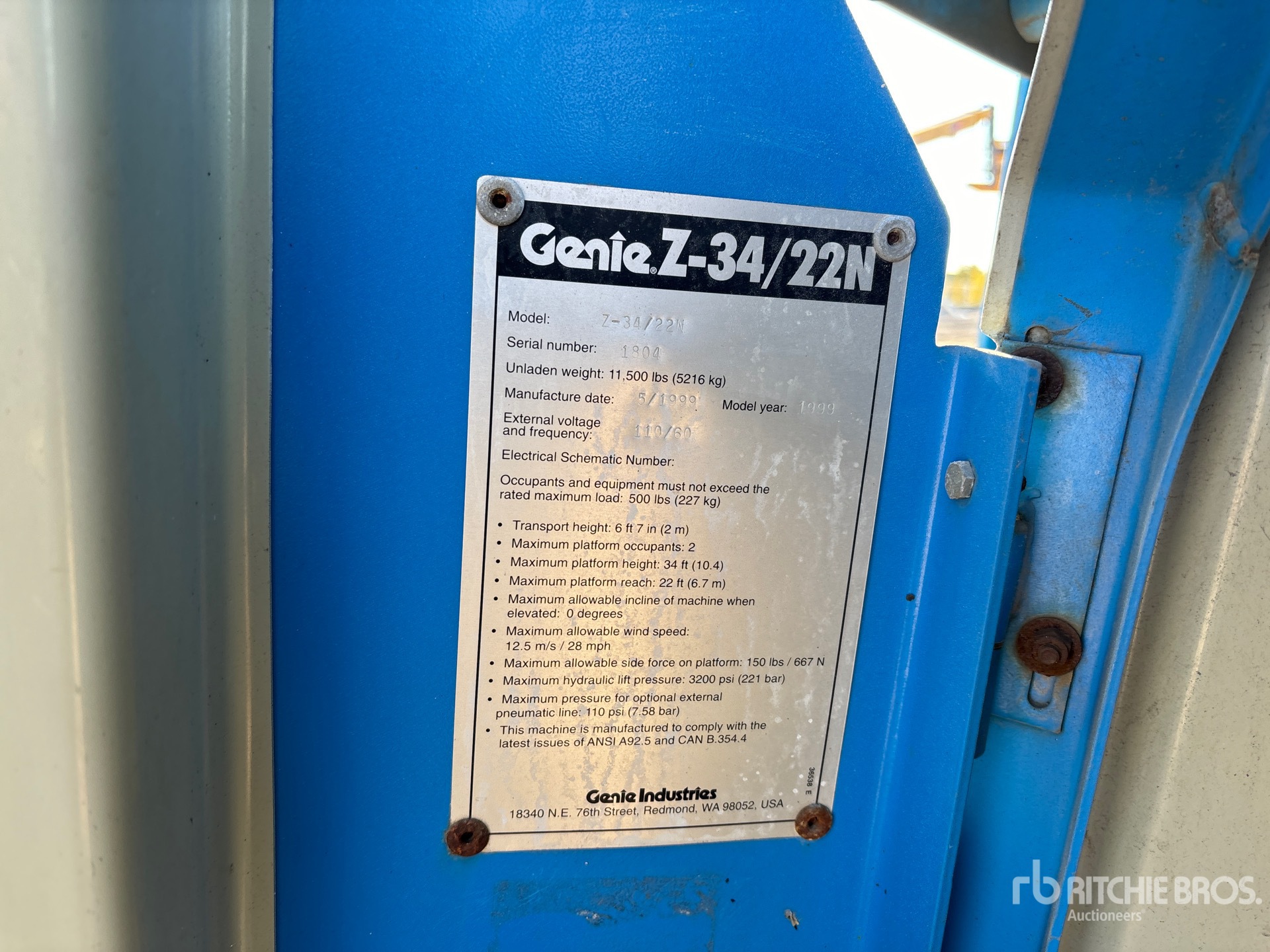 General Appearance with Serial Number / VIN