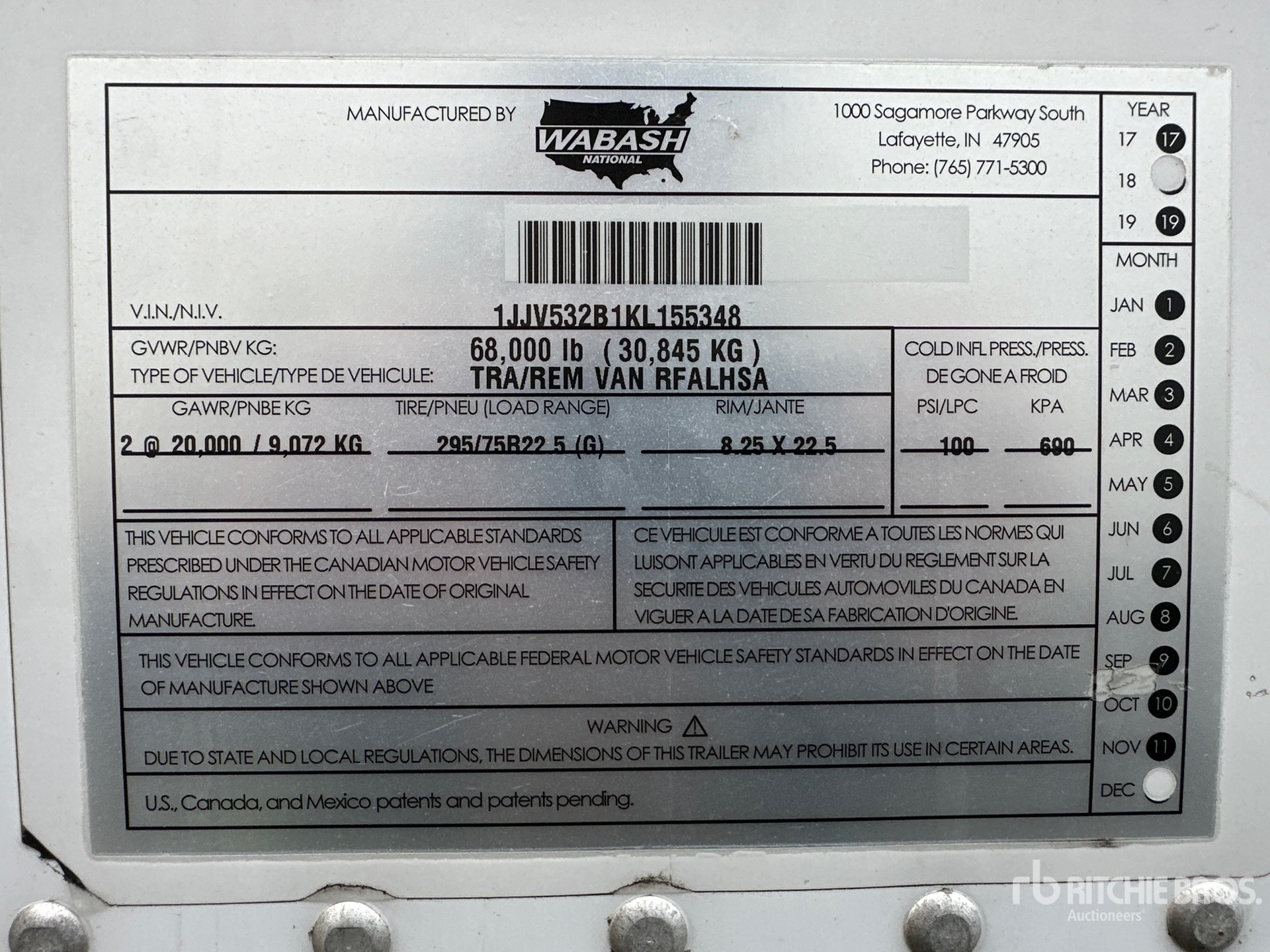 General Appearance with Serial Number / VIN