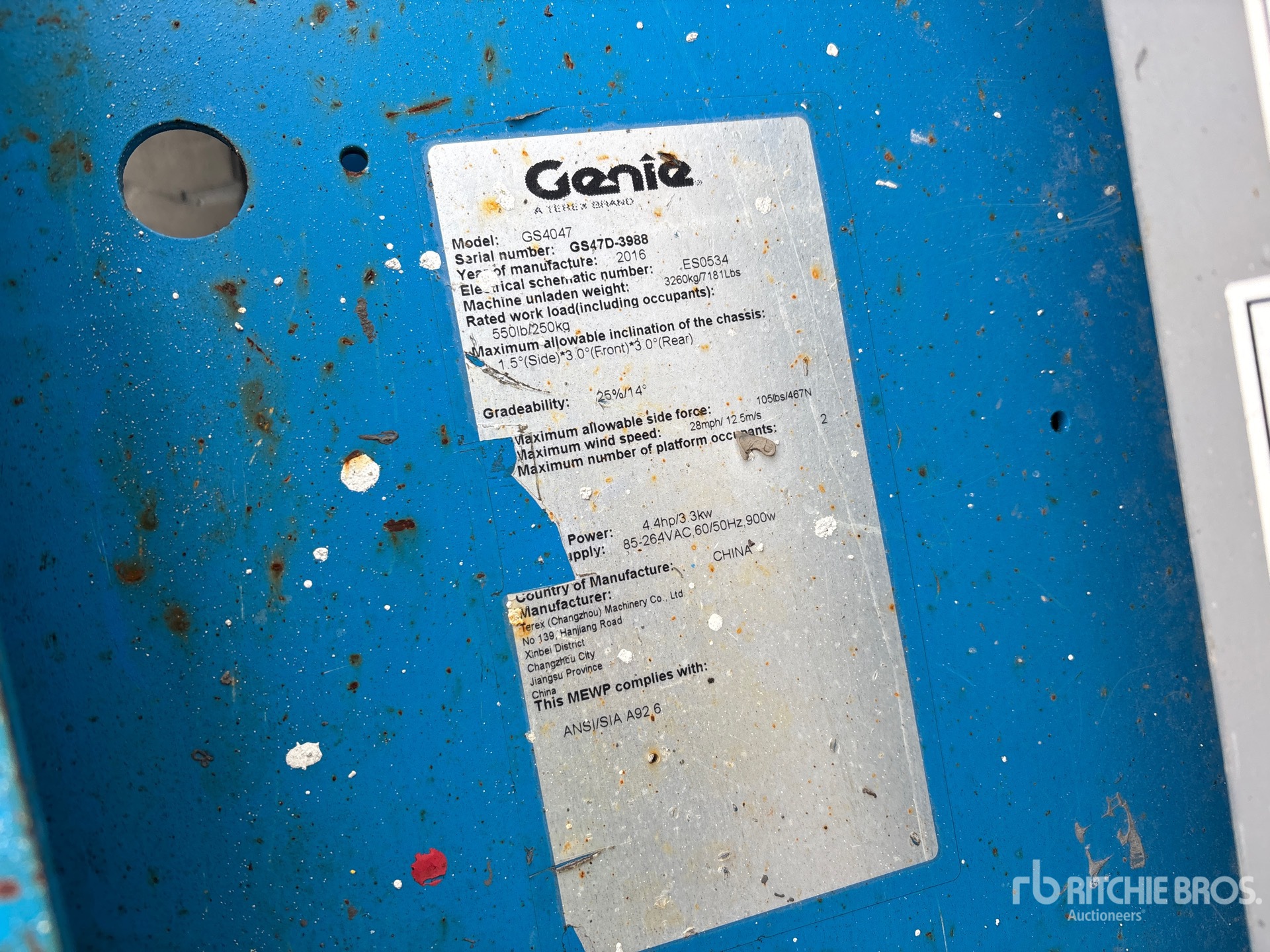 General Appearance with Serial Number / VIN