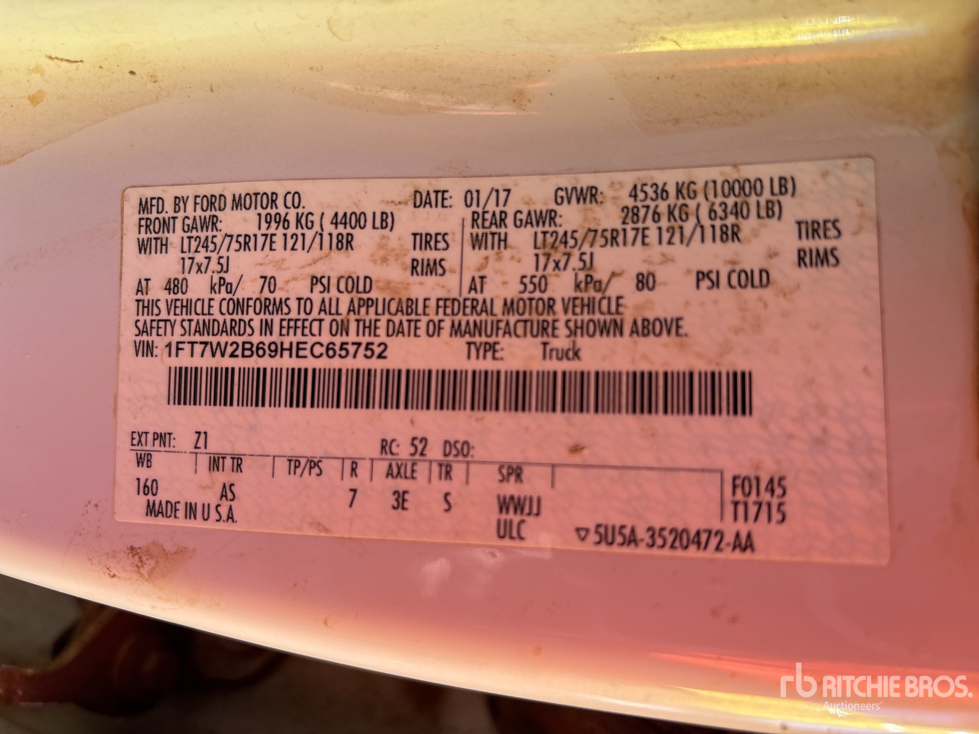 General Appearance with Serial Number / VIN