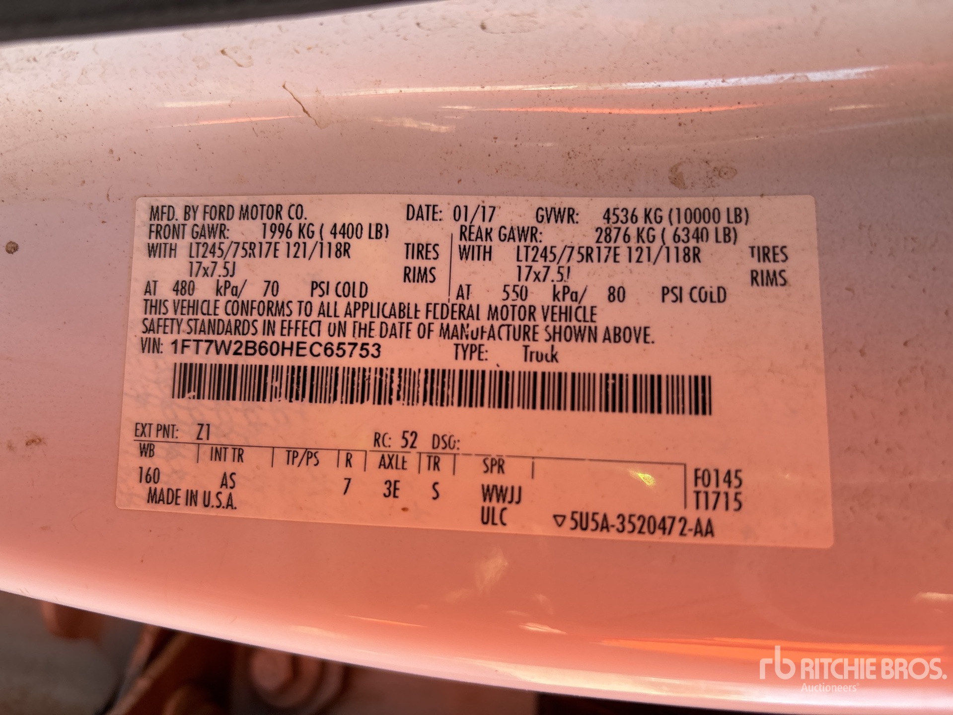 General Appearance with Serial Number / VIN