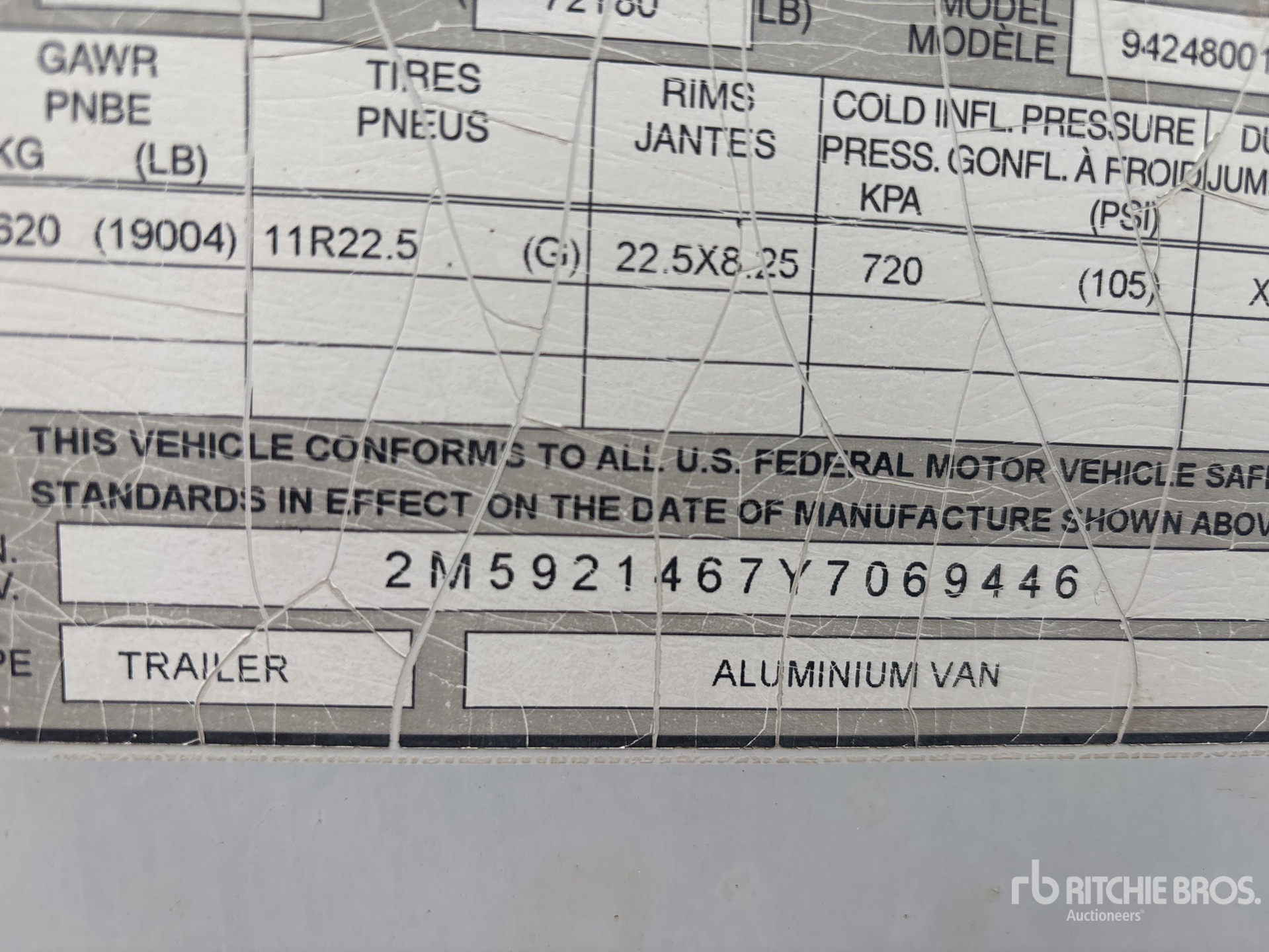 General Appearance with Serial Number / VIN