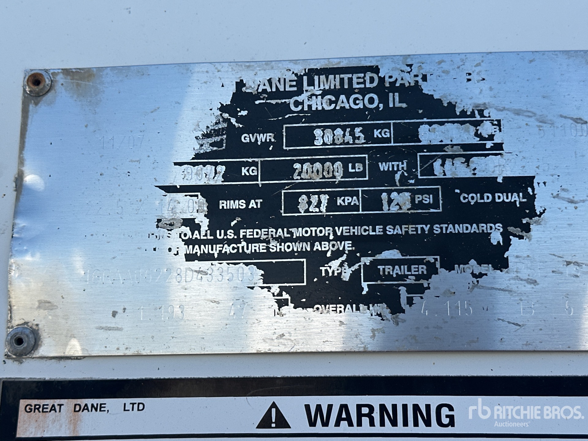 General Appearance with Serial Number / VIN