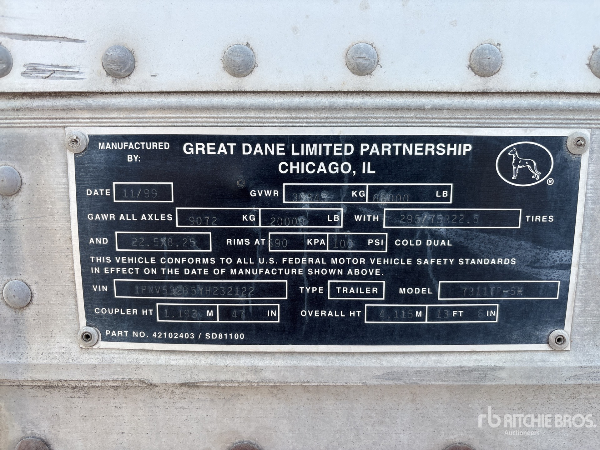 General Appearance with Serial Number / VIN