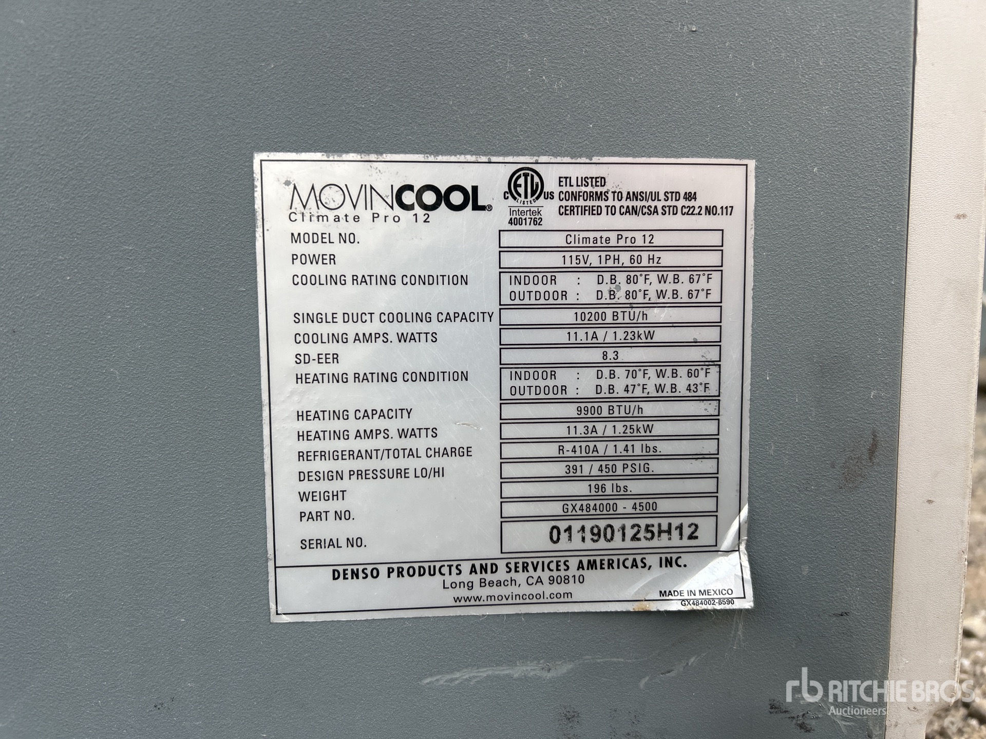 General Appearance with Serial Number / VIN