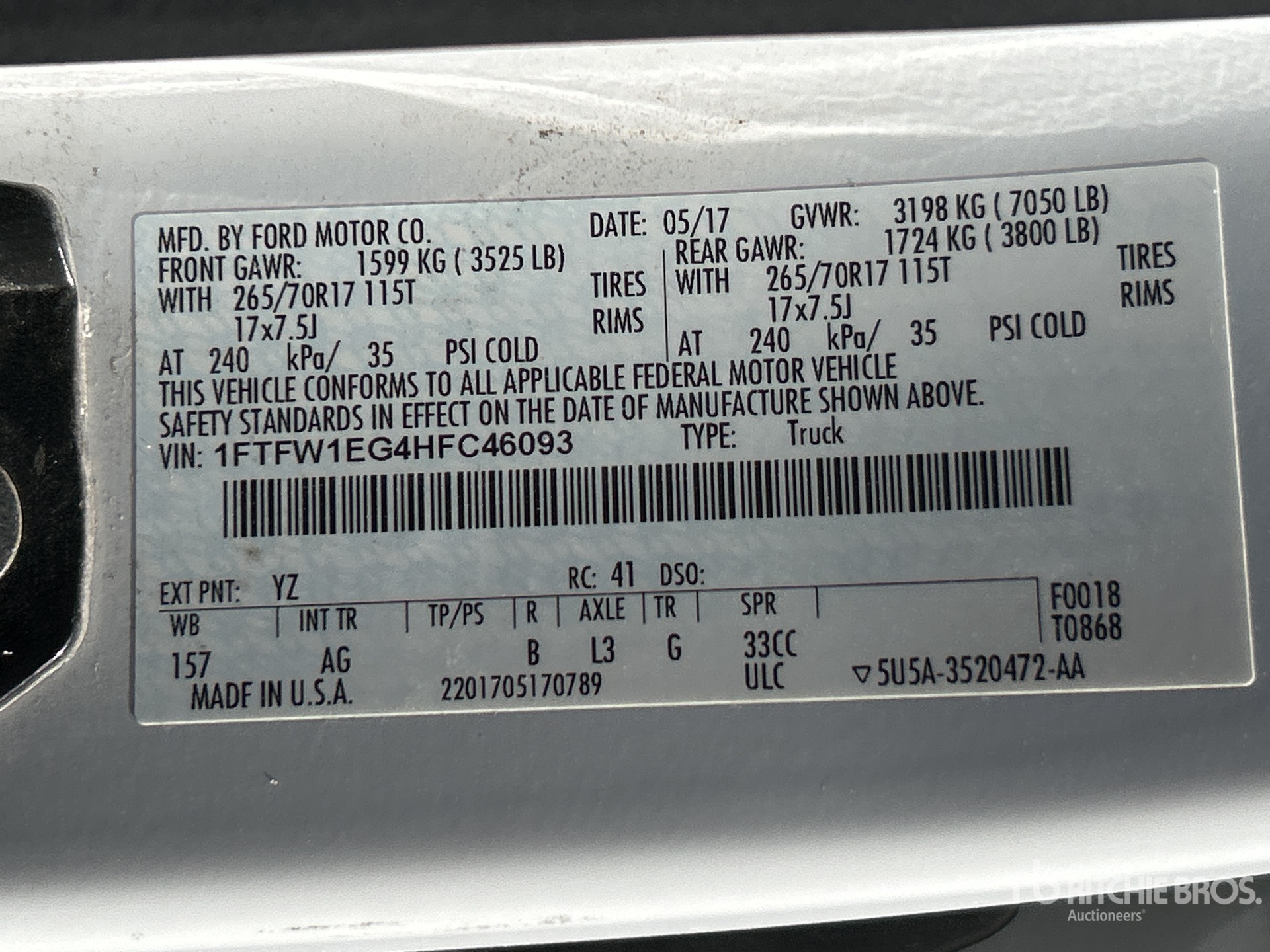 General Appearance with Serial Number / VIN