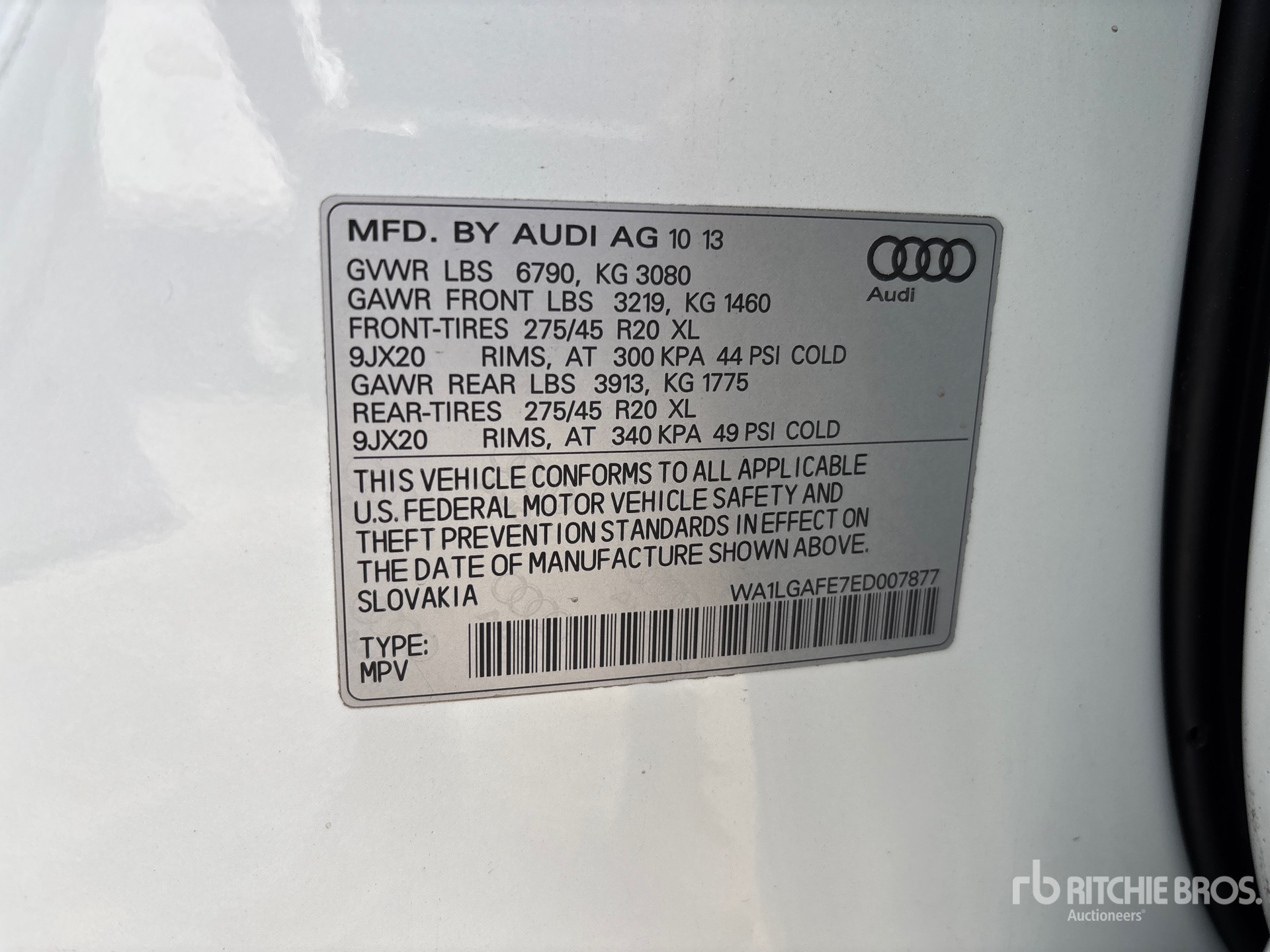 General Appearance with Serial Number / VIN