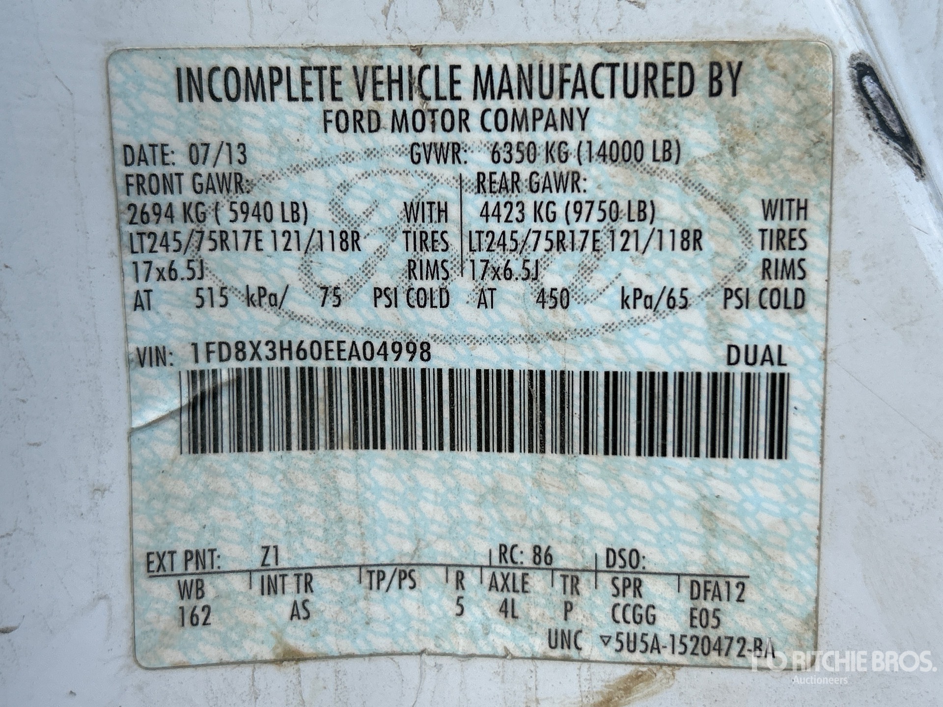 General Appearance with Serial Number / VIN