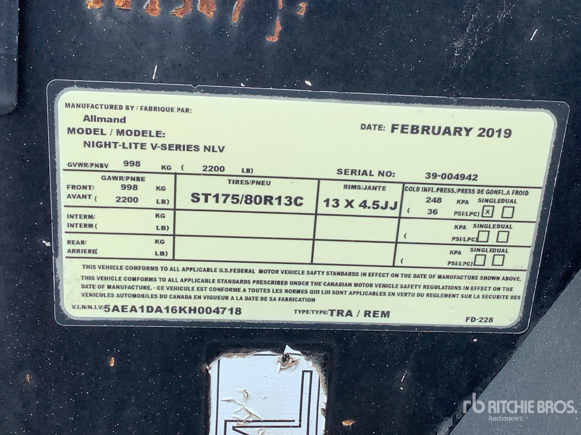 General Appearance with Serial Number / VIN