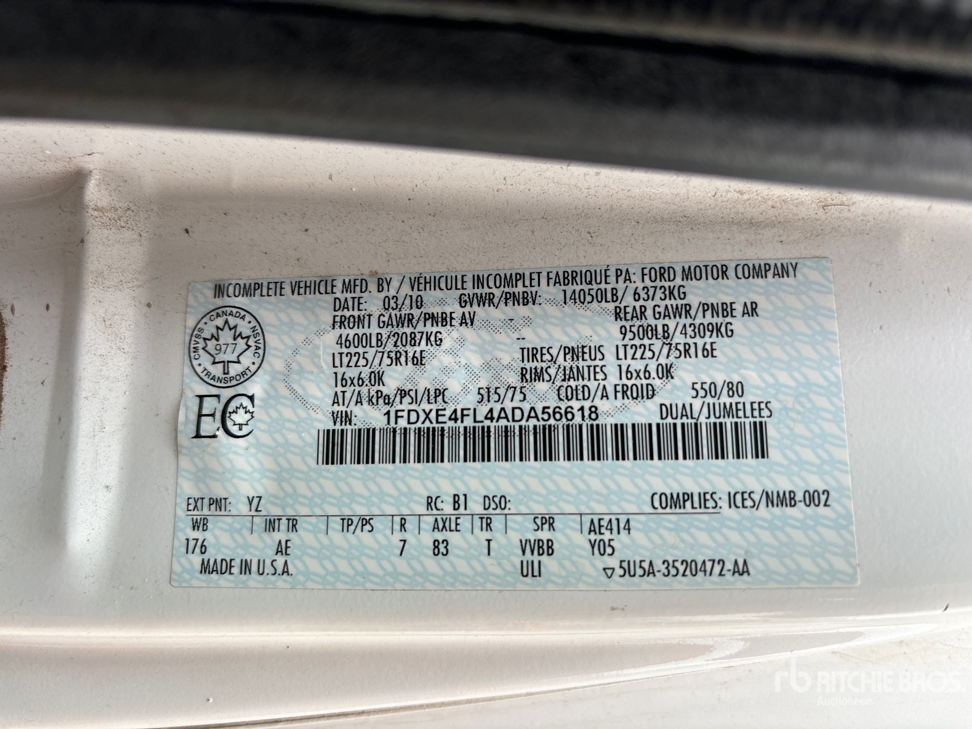 General Appearance with Serial Number / VIN