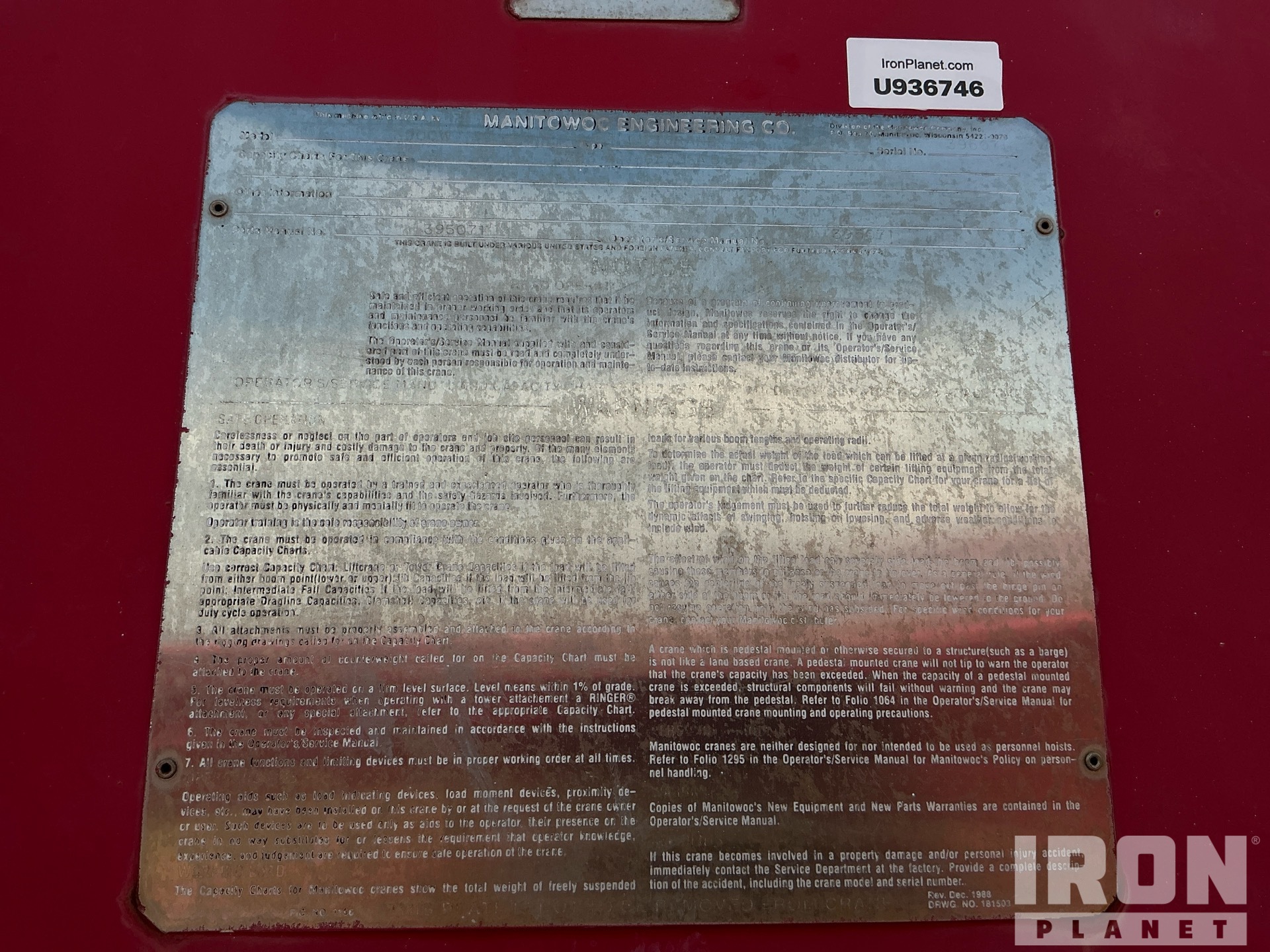 General Appearance with Serial Number / VIN